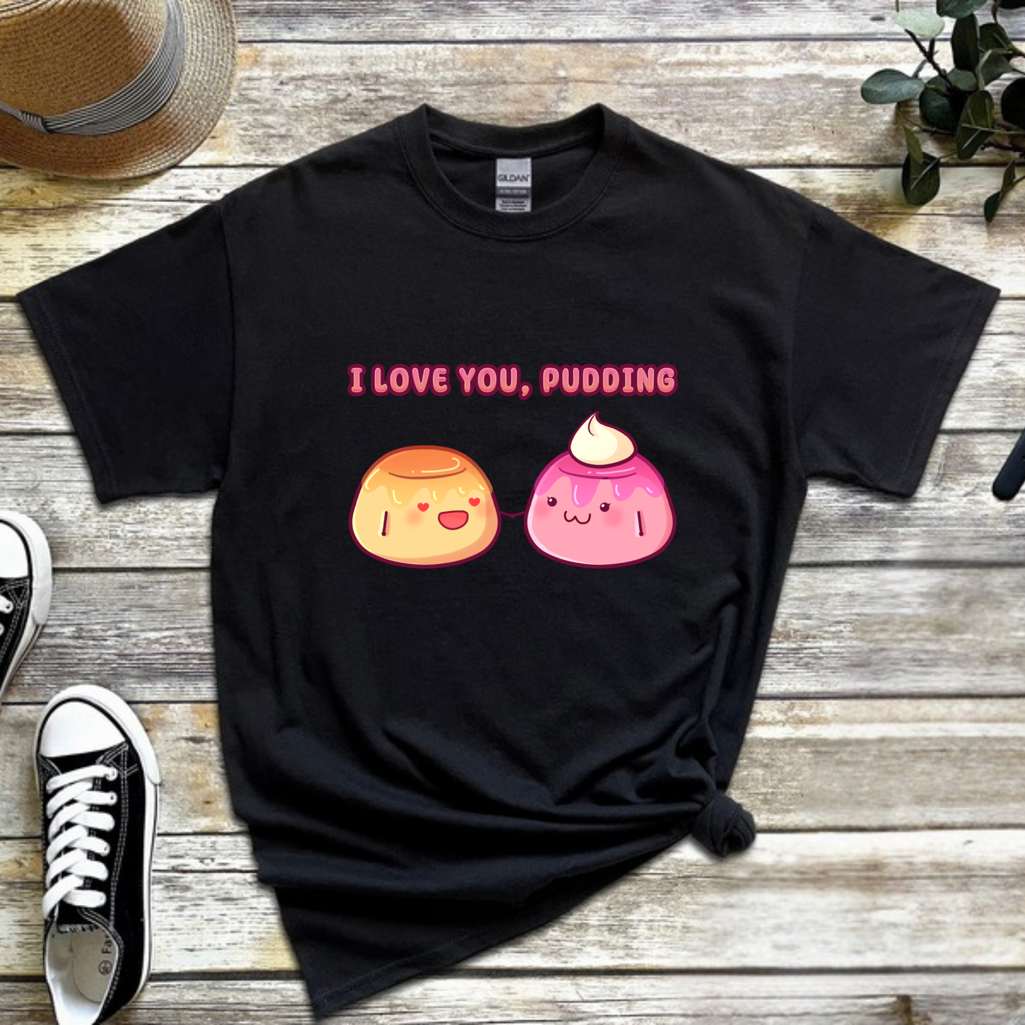 I Love You, Pudding Flan and Pudding Couple T-Shirt