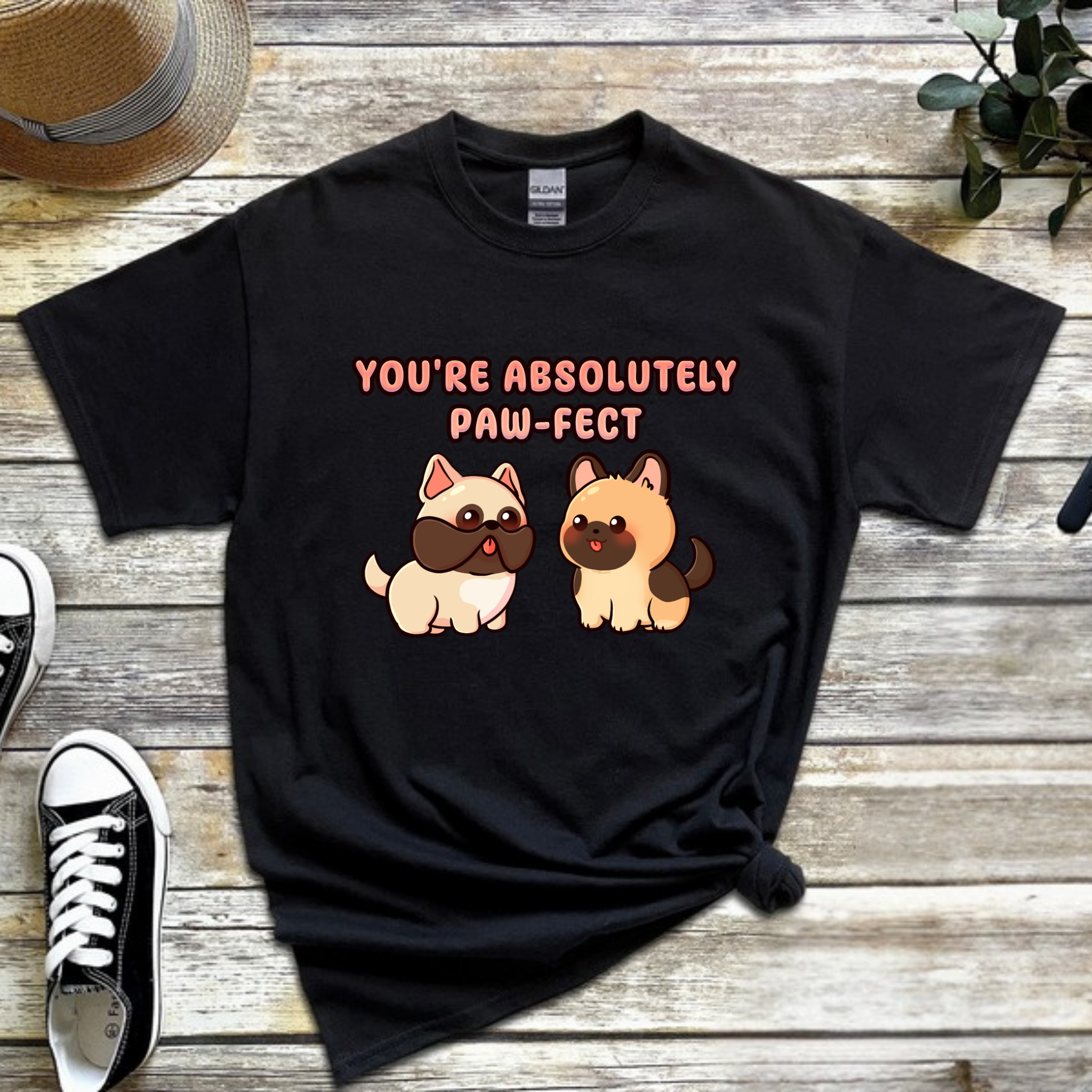 You're Absolutely Paw-fect Dog Couple - French Bulldog & German Shephard T-Shirt
