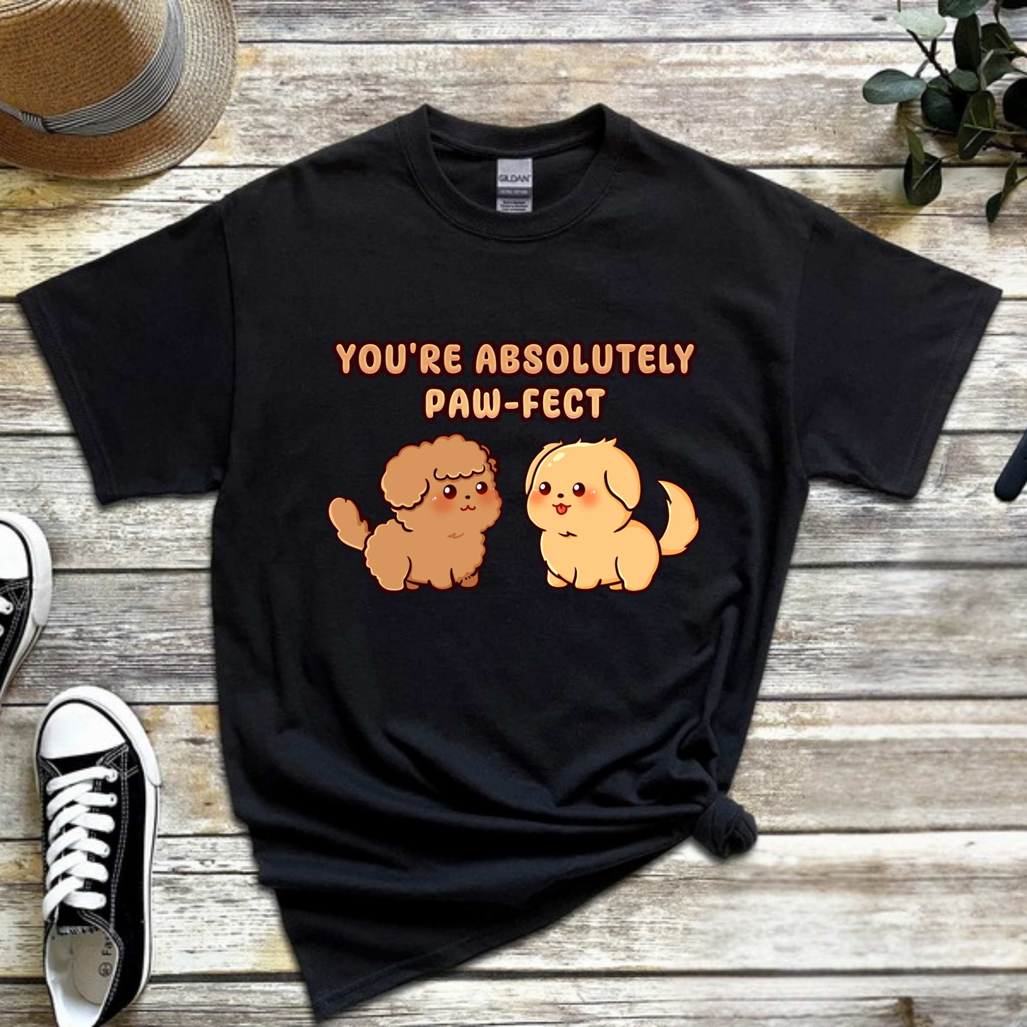 You're Absolutely Paw-Fect Dog Couple - Poodle & Golden Retriever T-Shirt