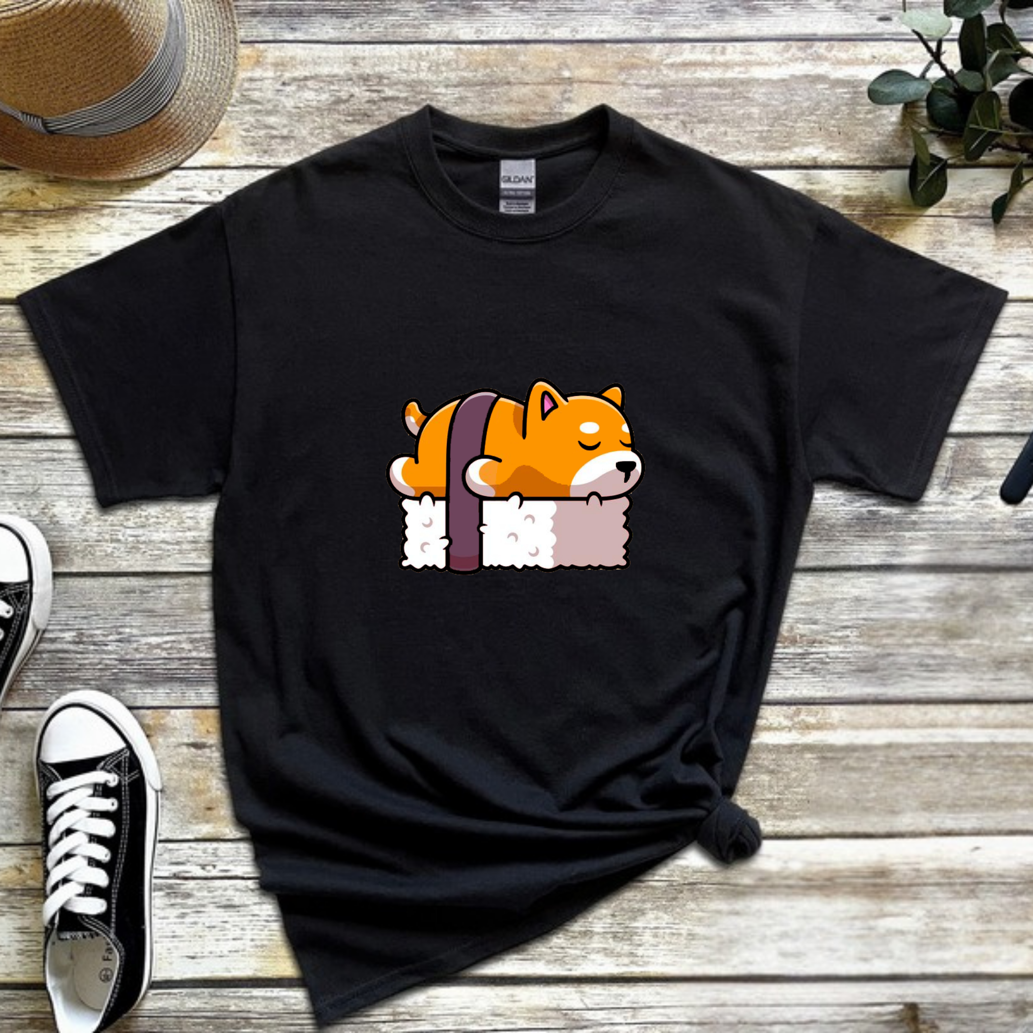 Dog Sleeping on Sushi T-Shirt