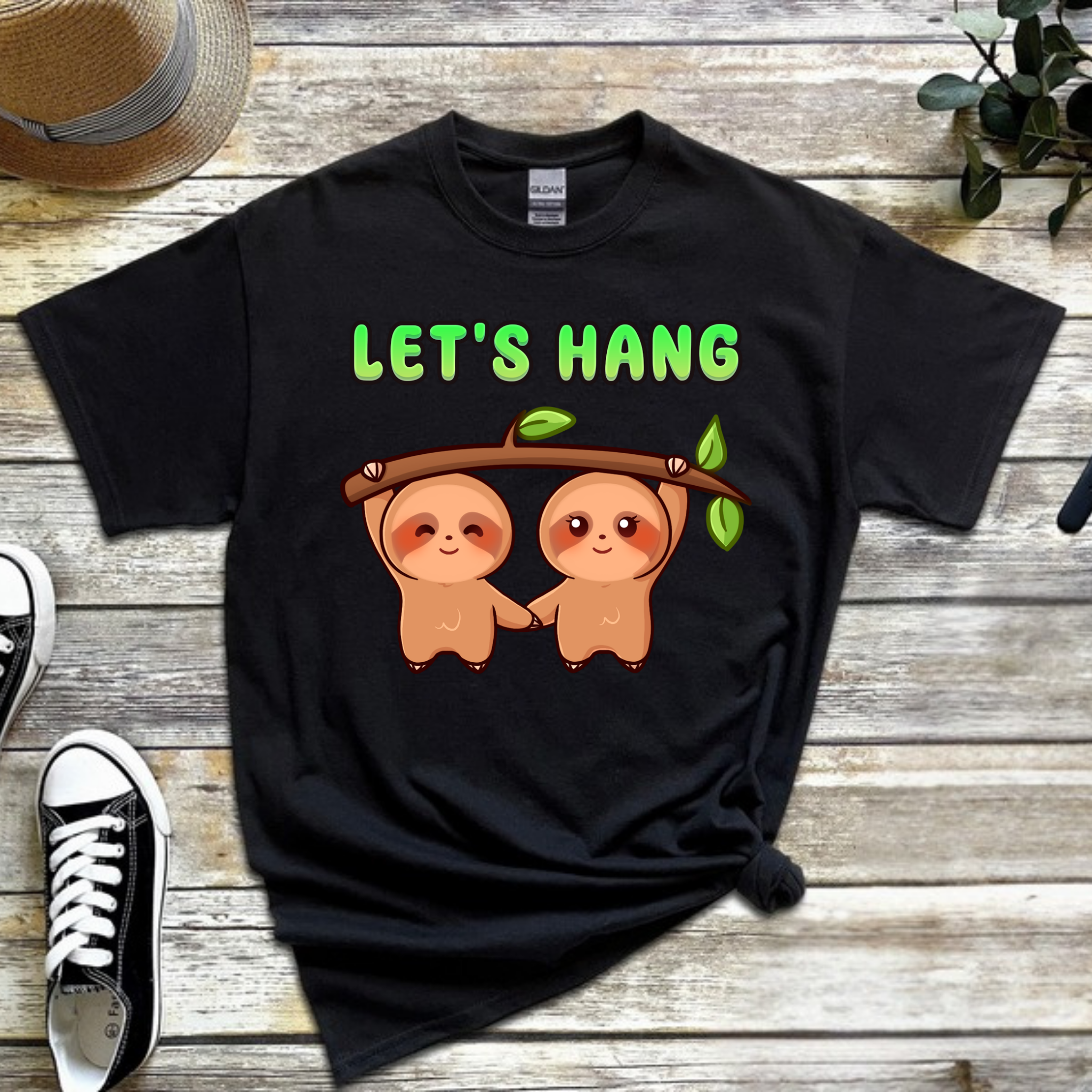 Let's Hang Sloth Couple T-Shirt