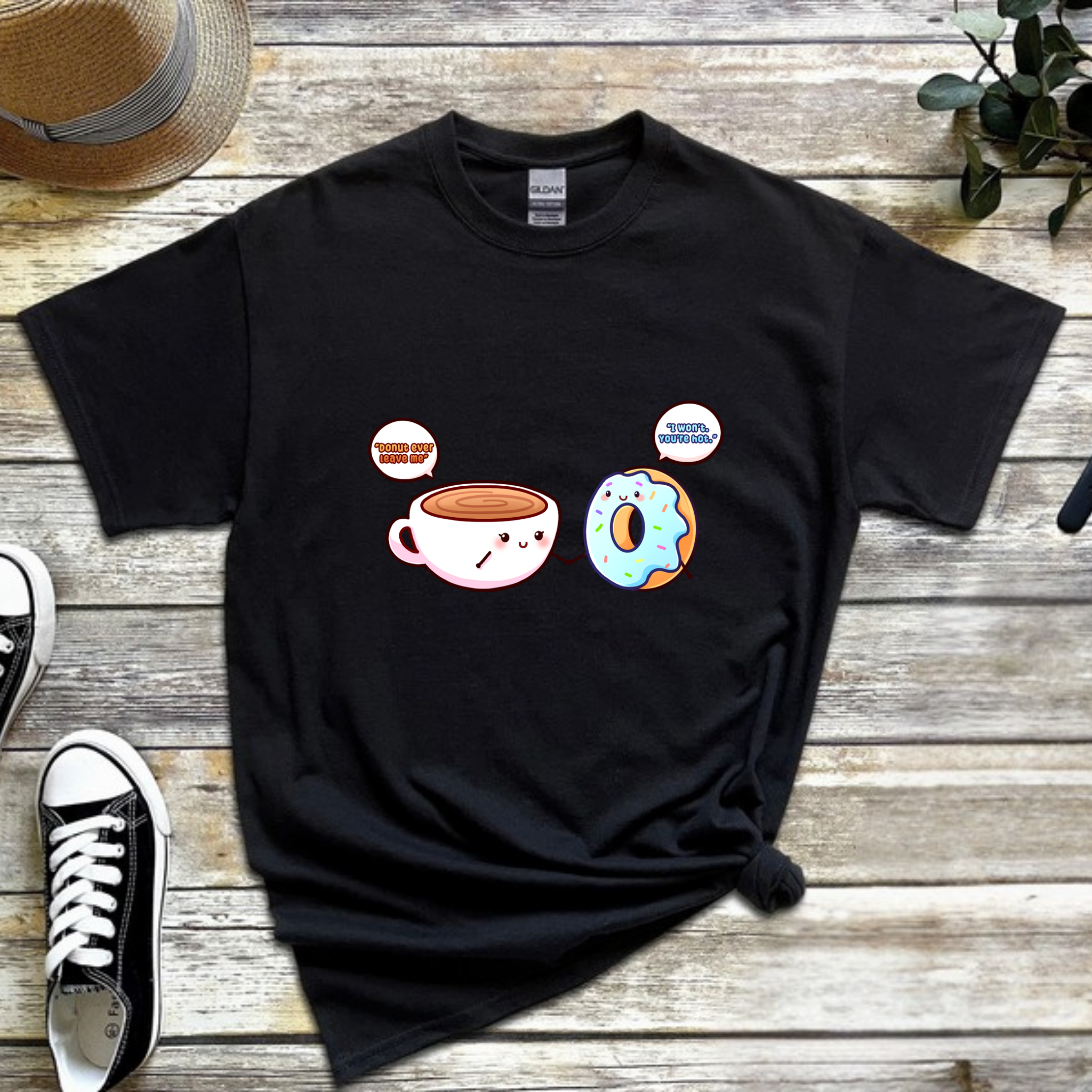 Donut Ever Leave Me Coffee and Donut Couple T-Shirt