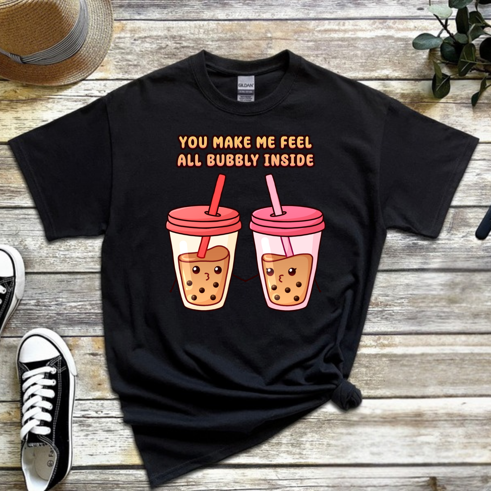 You Make Me Feel All Bubbly Inside Boba Tea Couple T-Shirt