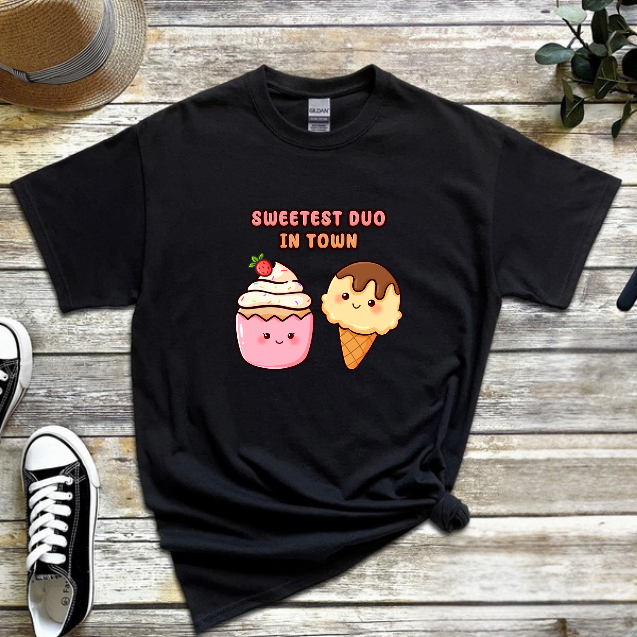 Sweetest Duo in Town Cupcake and Ice Cream Couple T-Shirt