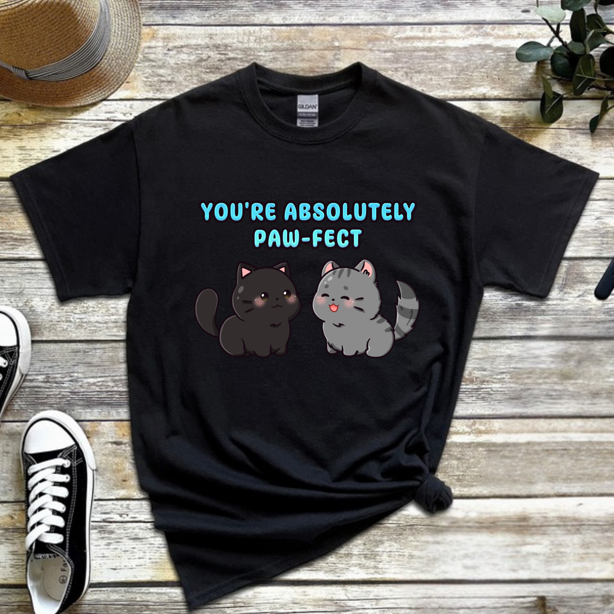 You're Absolutely Paw-Fect Cat Couple T-Shirt
