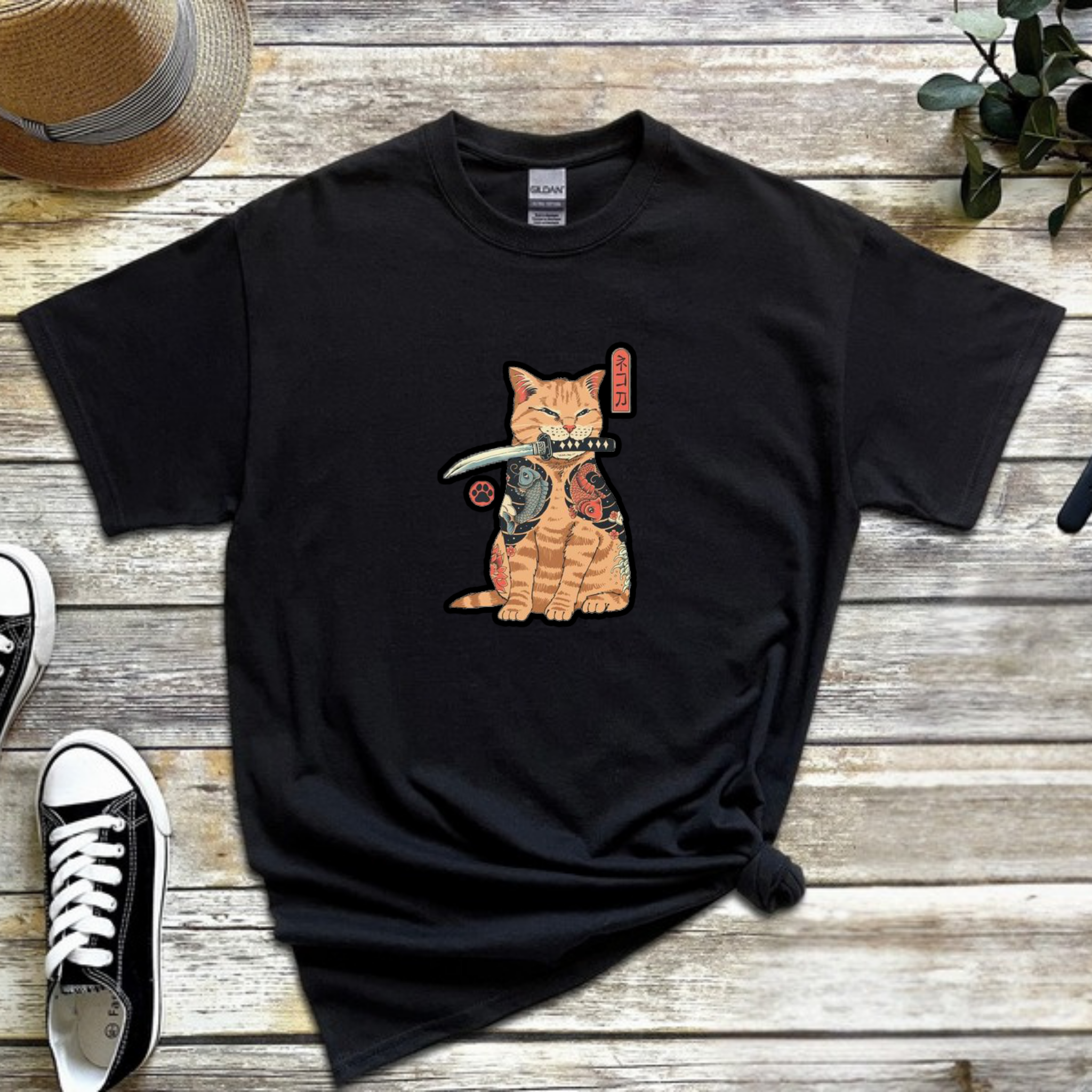 Japanese Samurai Cat T-Shirt