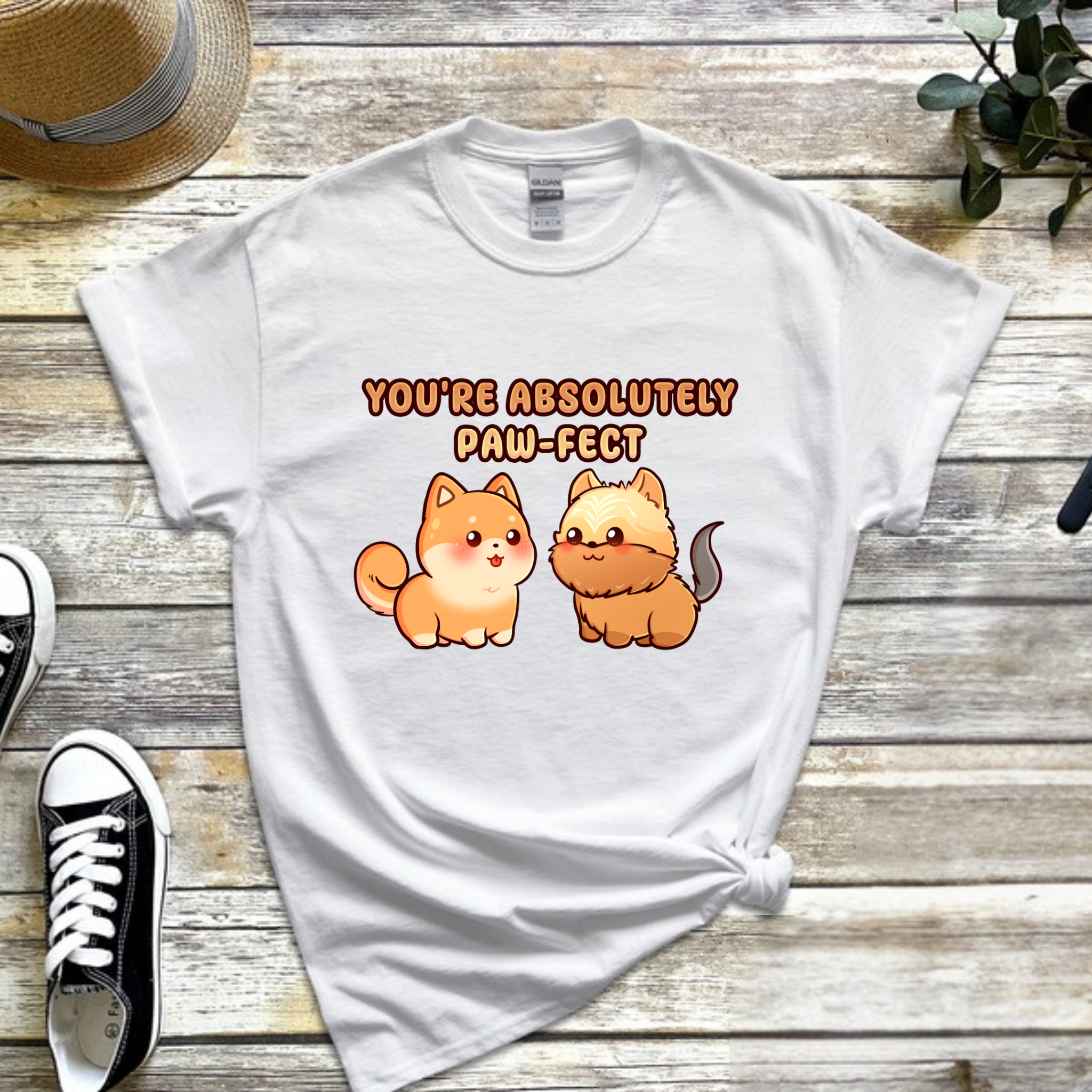 You're Absolutely Paw-fect Dog Couple - Shiba Inu & Yorkshire Terrier T-Shirt
