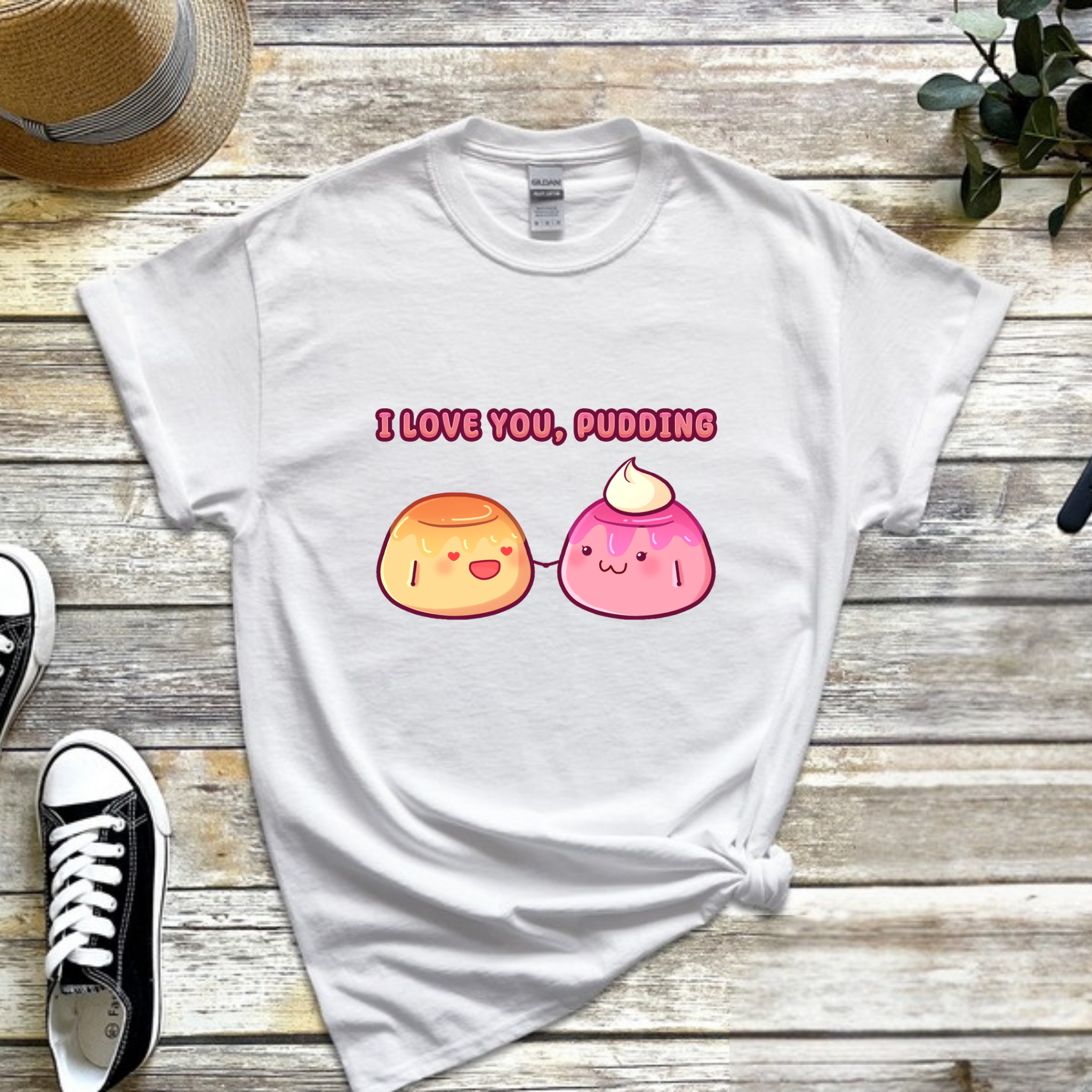 I Love You, Pudding Flan and Pudding Couple T-Shirt