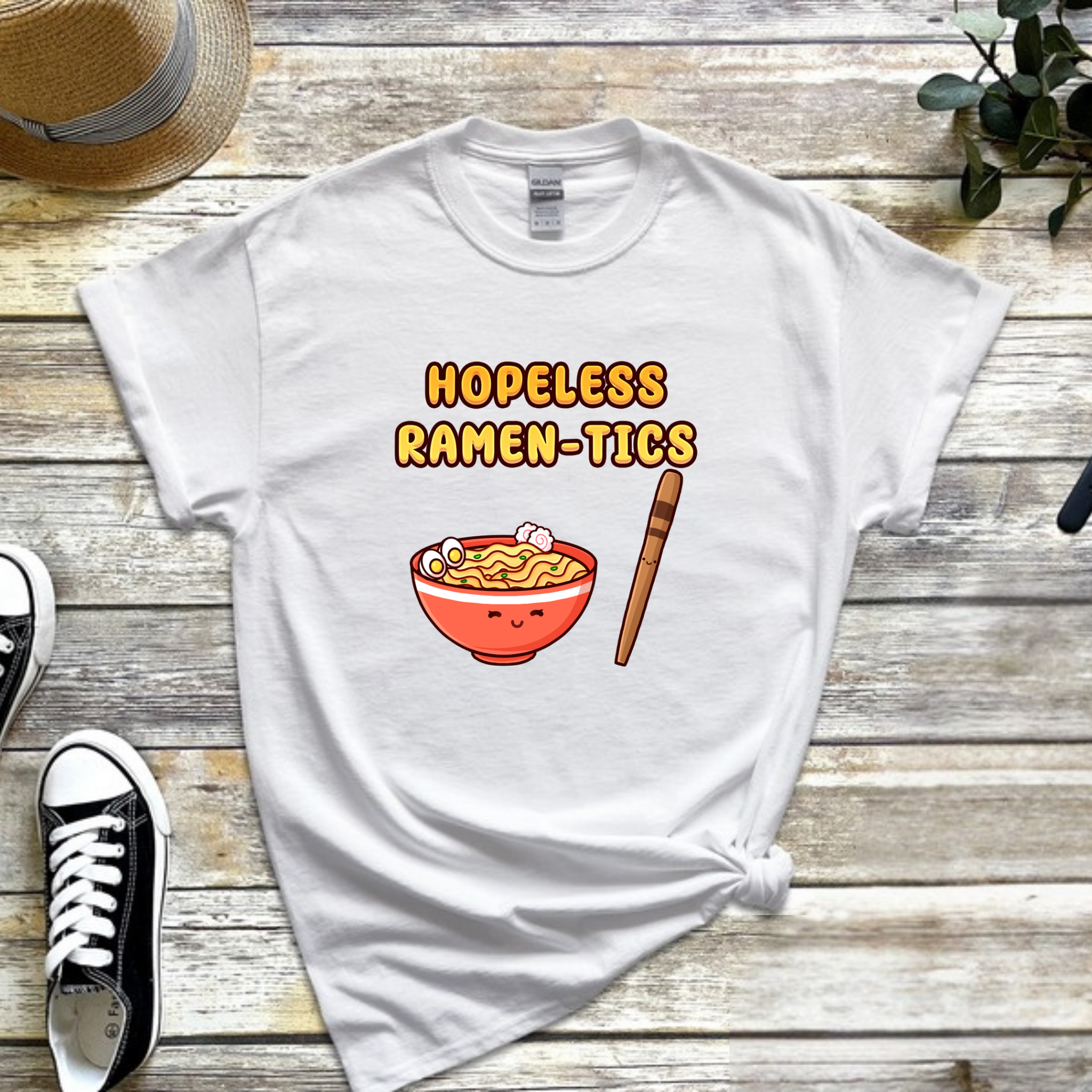 Hopeless Ramen-tics Ramen and Chopstick Couple T-Shirt