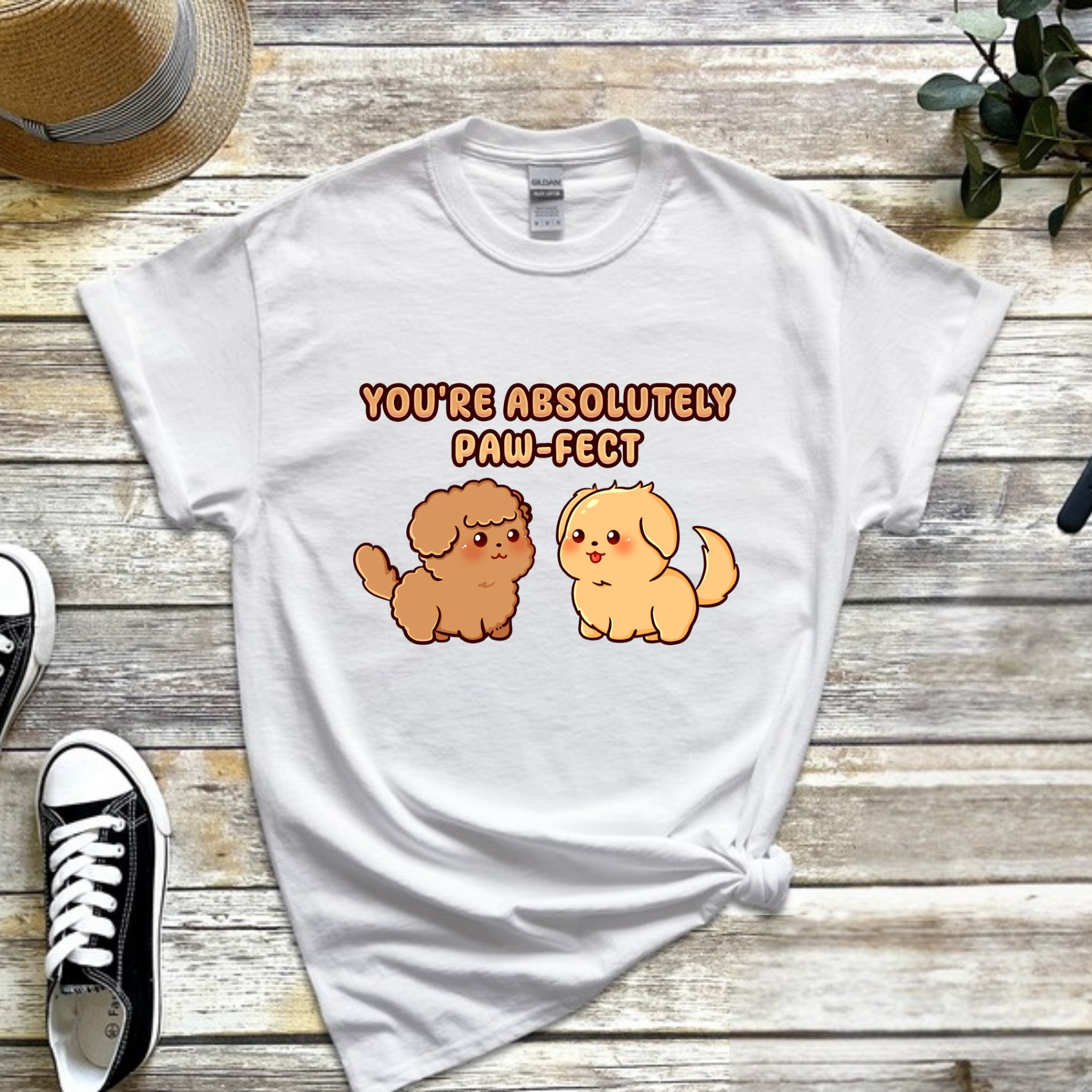 You're Absolutely Paw-Fect Dog Couple - Poodle & Golden Retriever T-Shirt