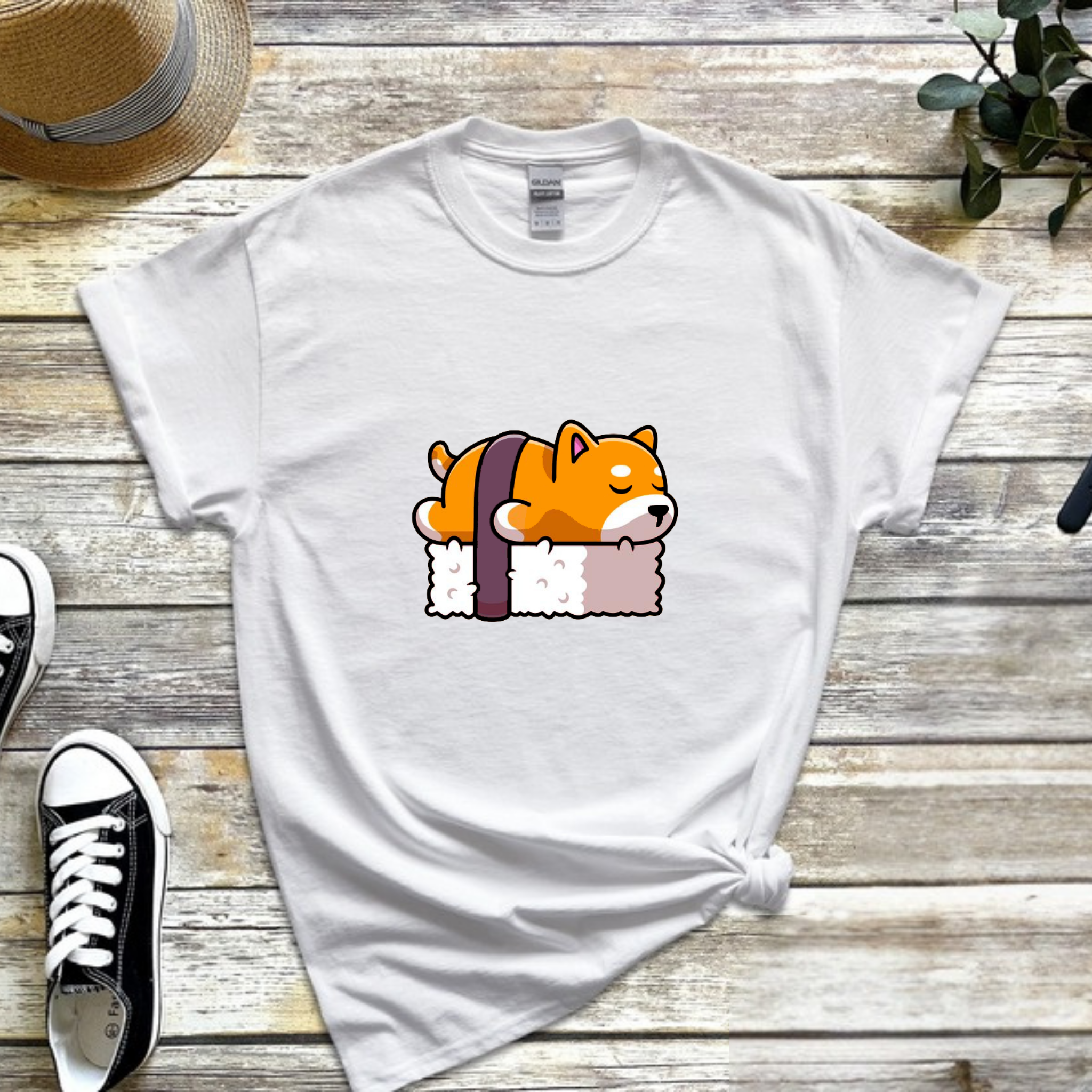 Dog Sleeping on Sushi T-Shirt