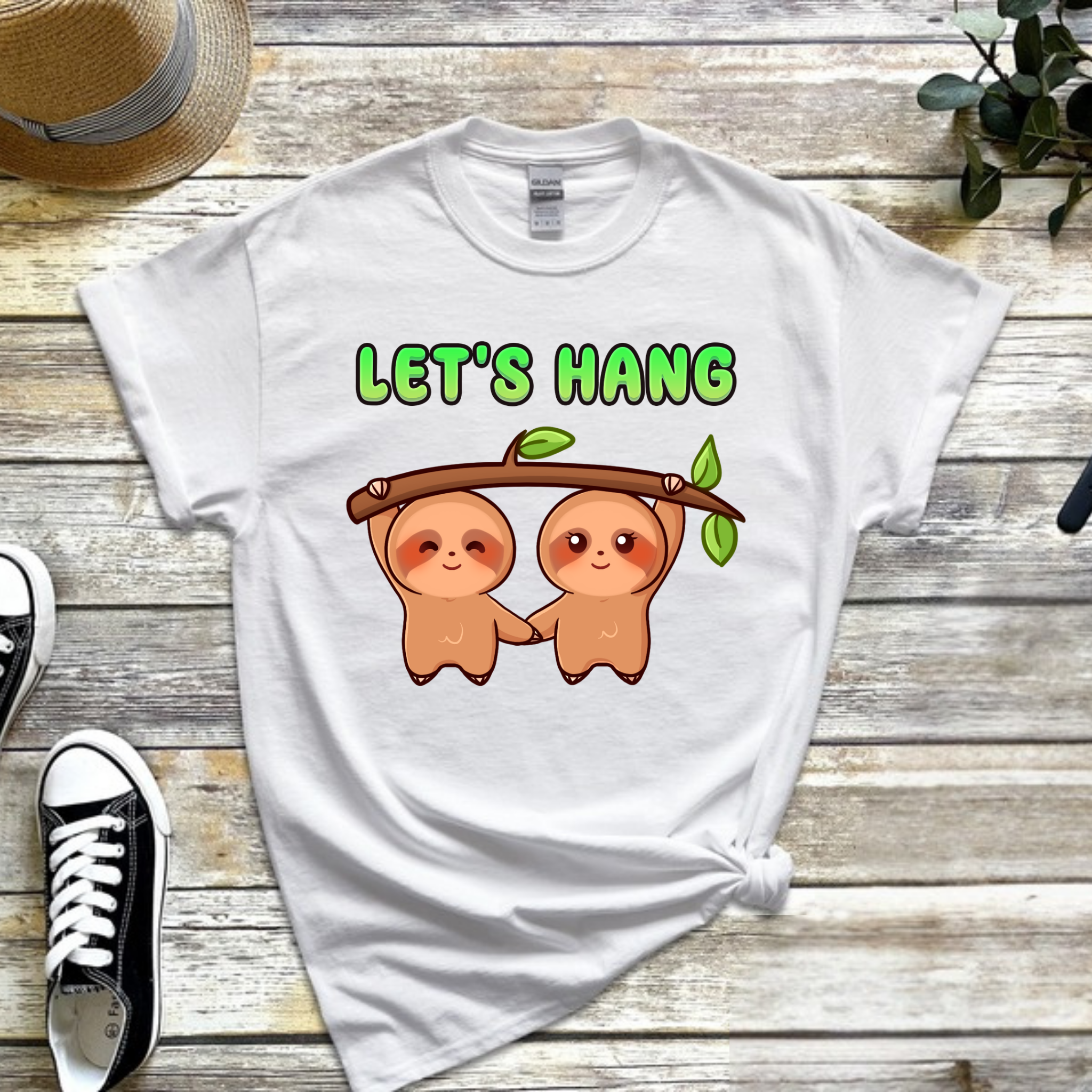 Let's Hang Sloth Couple T-Shirt