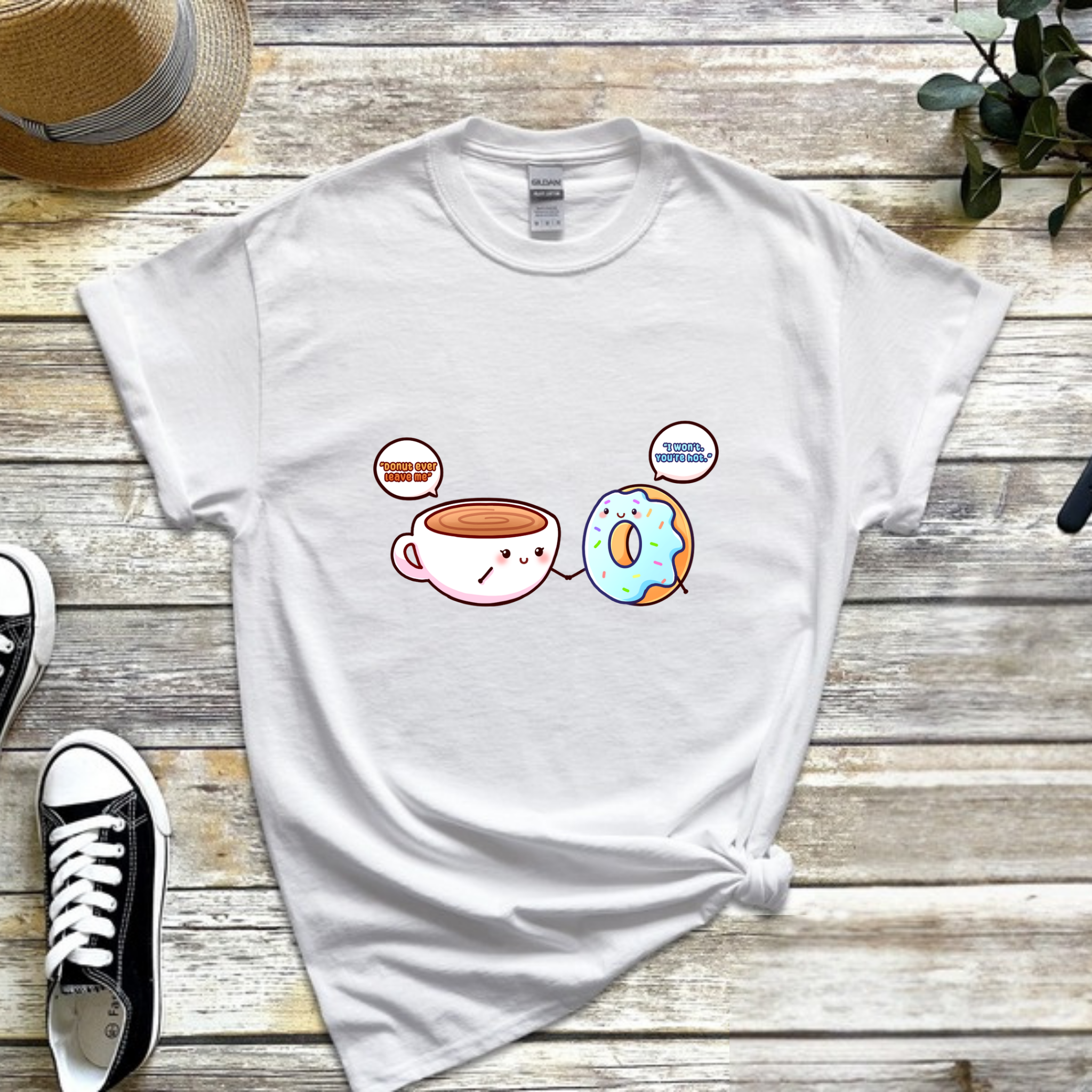 Donut Ever Leave Me Coffee and Donut Couple T-Shirt