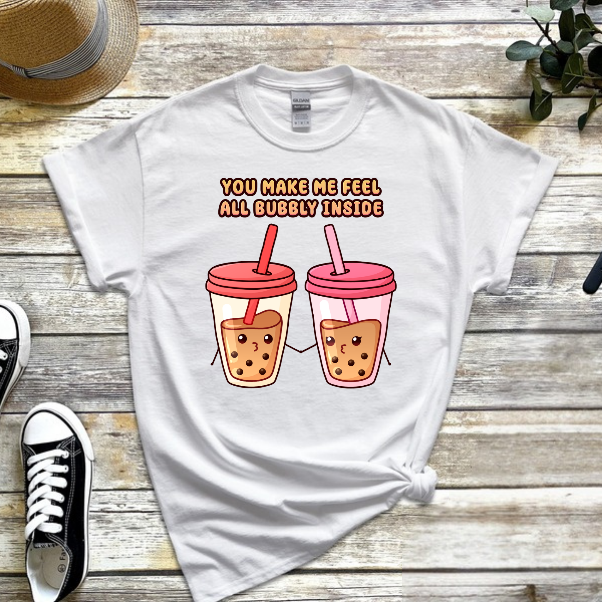 You Make Me Feel All Bubbly Inside Boba Tea Couple T-Shirt