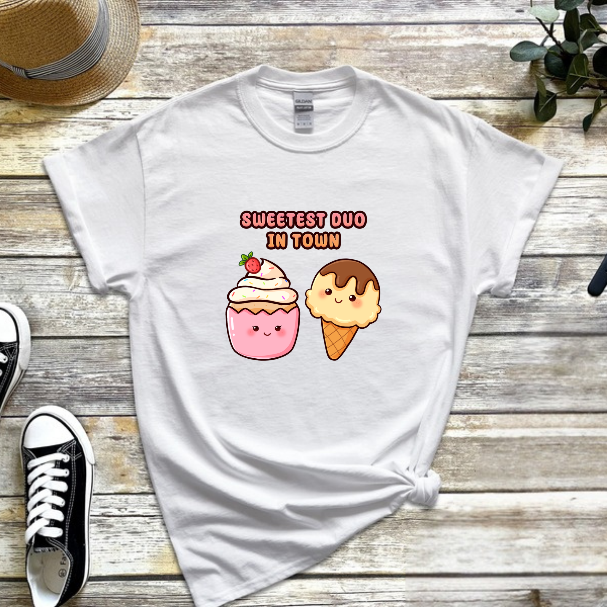 Sweetest Duo in Town Cupcake and Ice Cream Couple T-Shirt