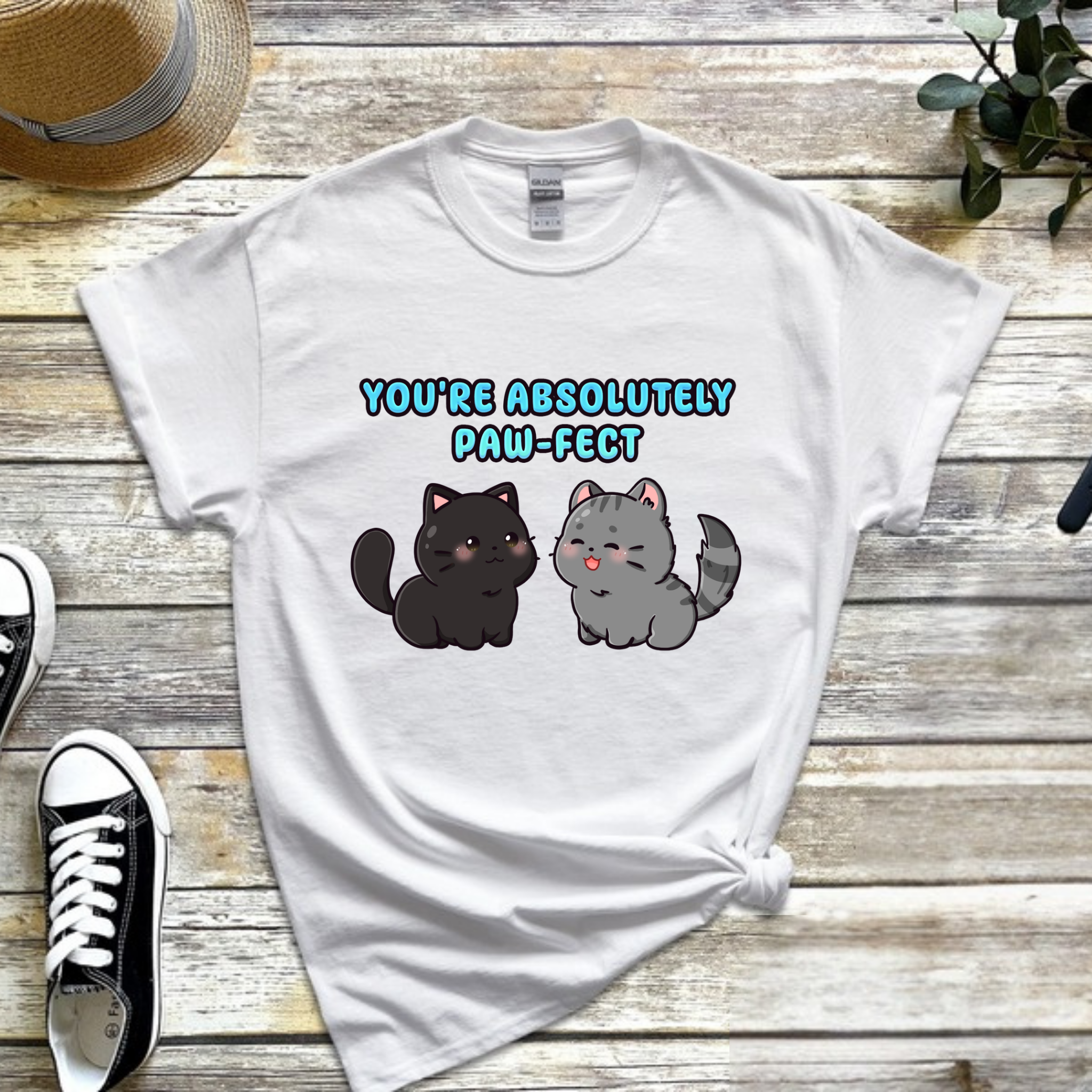 You're Absolutely Paw-Fect Cat Couple T-Shirt
