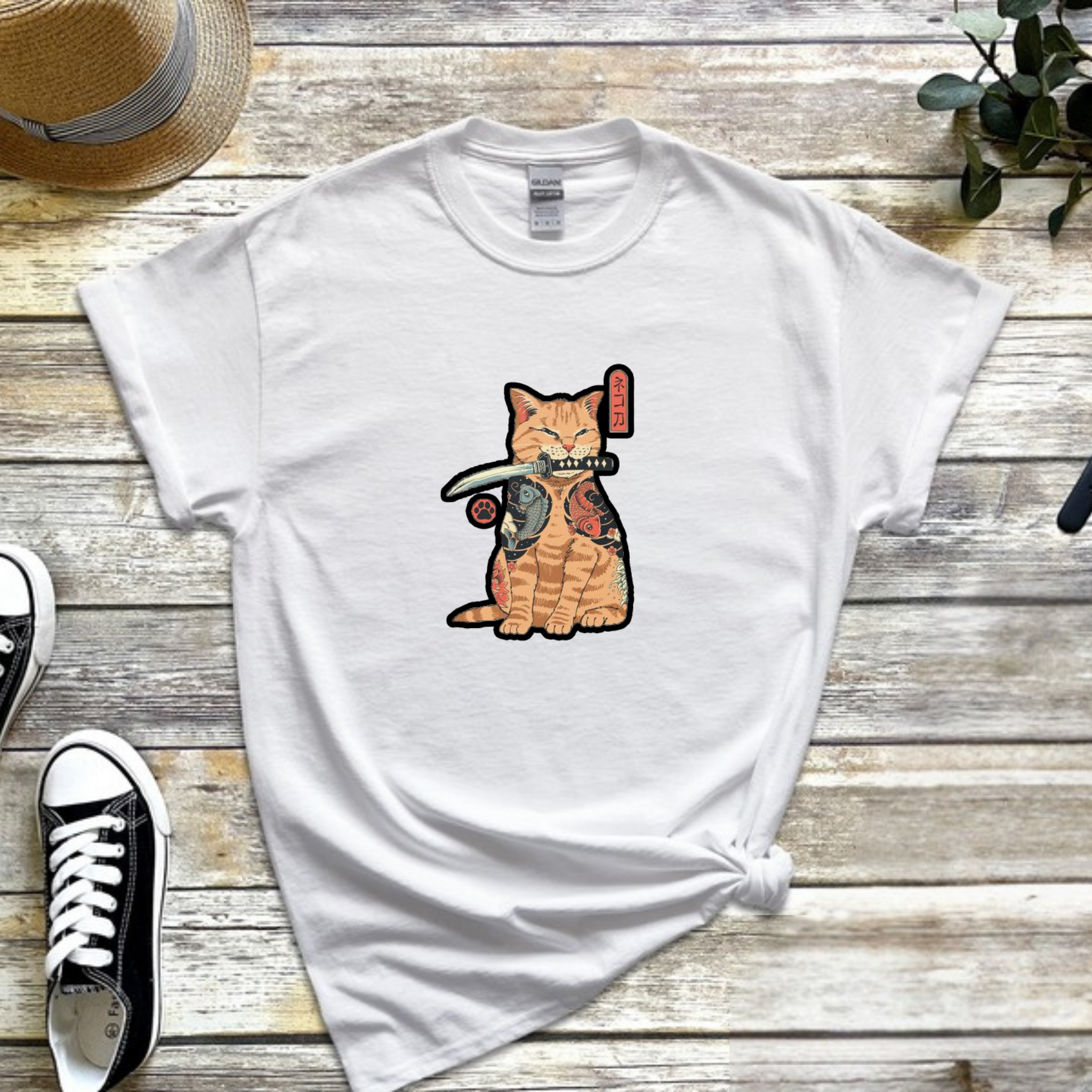 Japanese Samurai Cat T-Shirt
