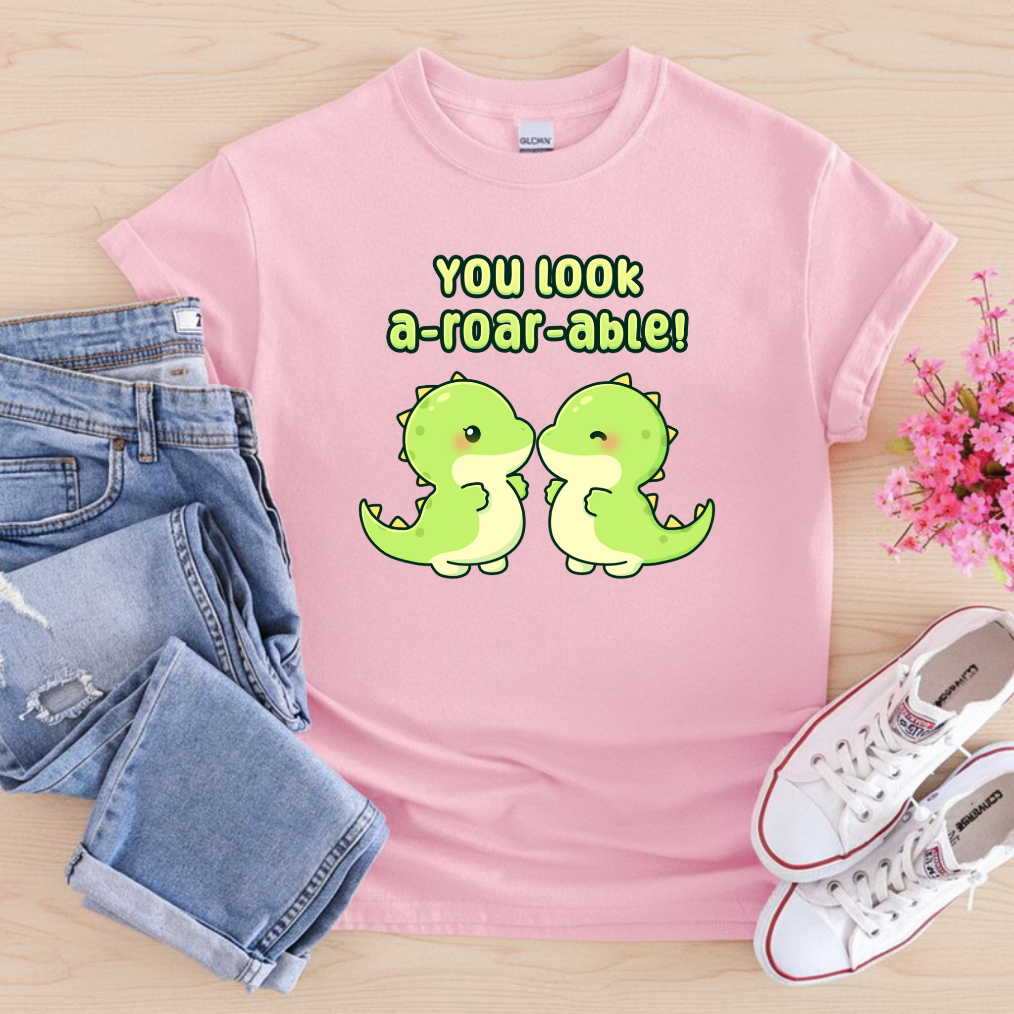 You Look A-Roar-Able! Dinosaur Couple T-Shirt