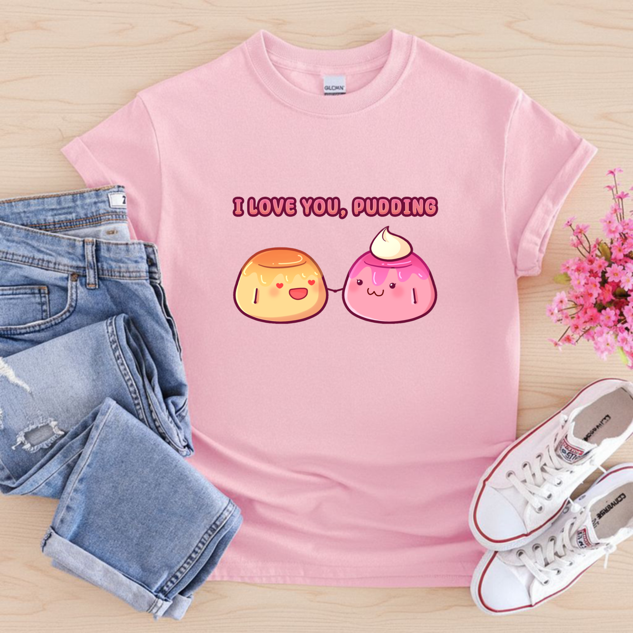 I Love You, Pudding Flan and Pudding Couple T-Shirt