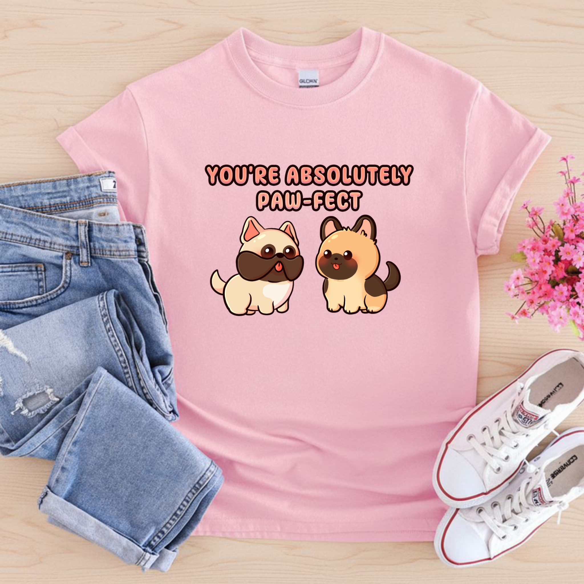 You're Absolutely Paw-fect Dog Couple - French Bulldog & German Shephard T-Shirt