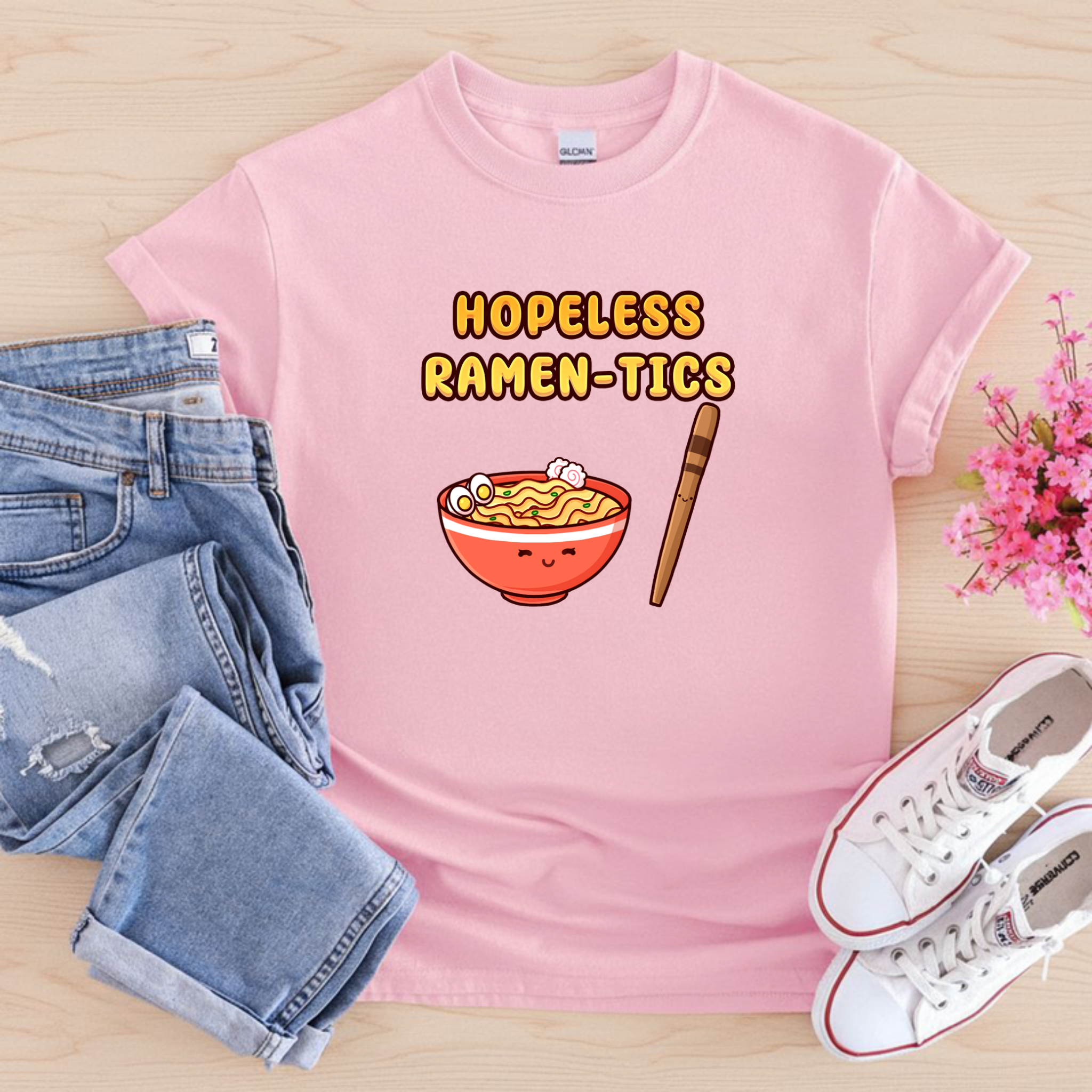 Hopeless Ramen-tics Ramen and Chopstick Couple T-Shirt