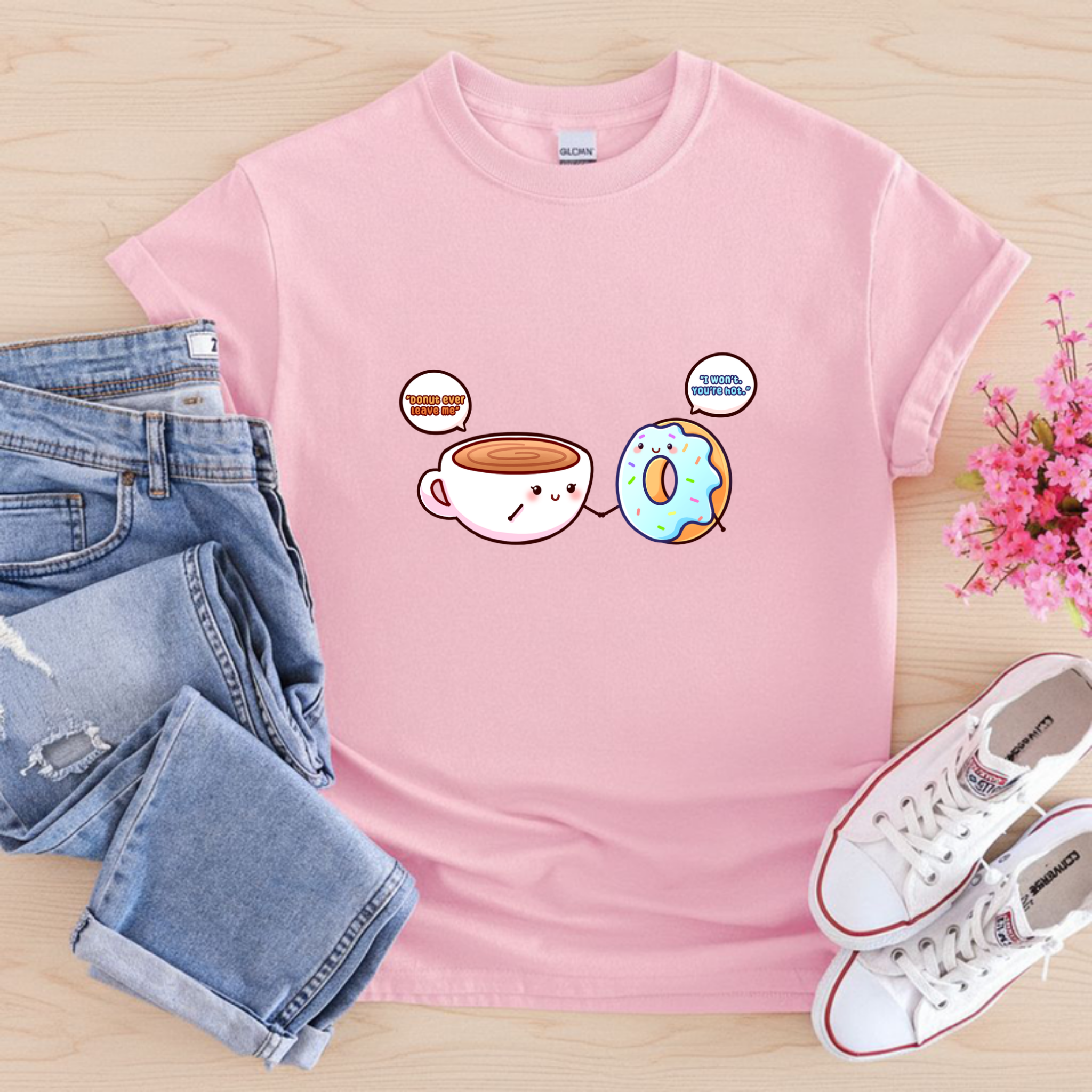Donut Ever Leave Me Coffee and Donut Couple T-Shirt