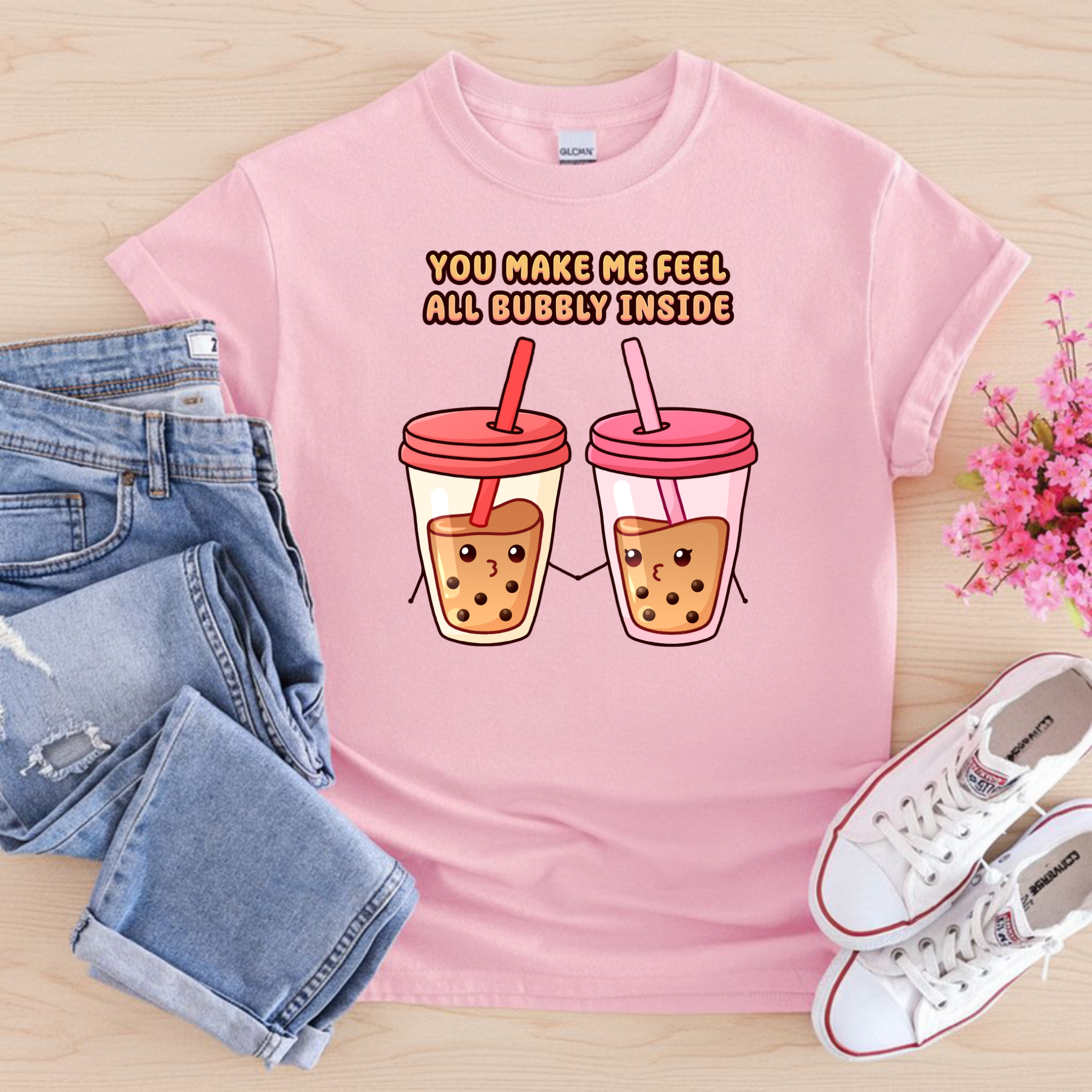 You Make Me Feel All Bubbly Inside Boba Tea Couple T-Shirt