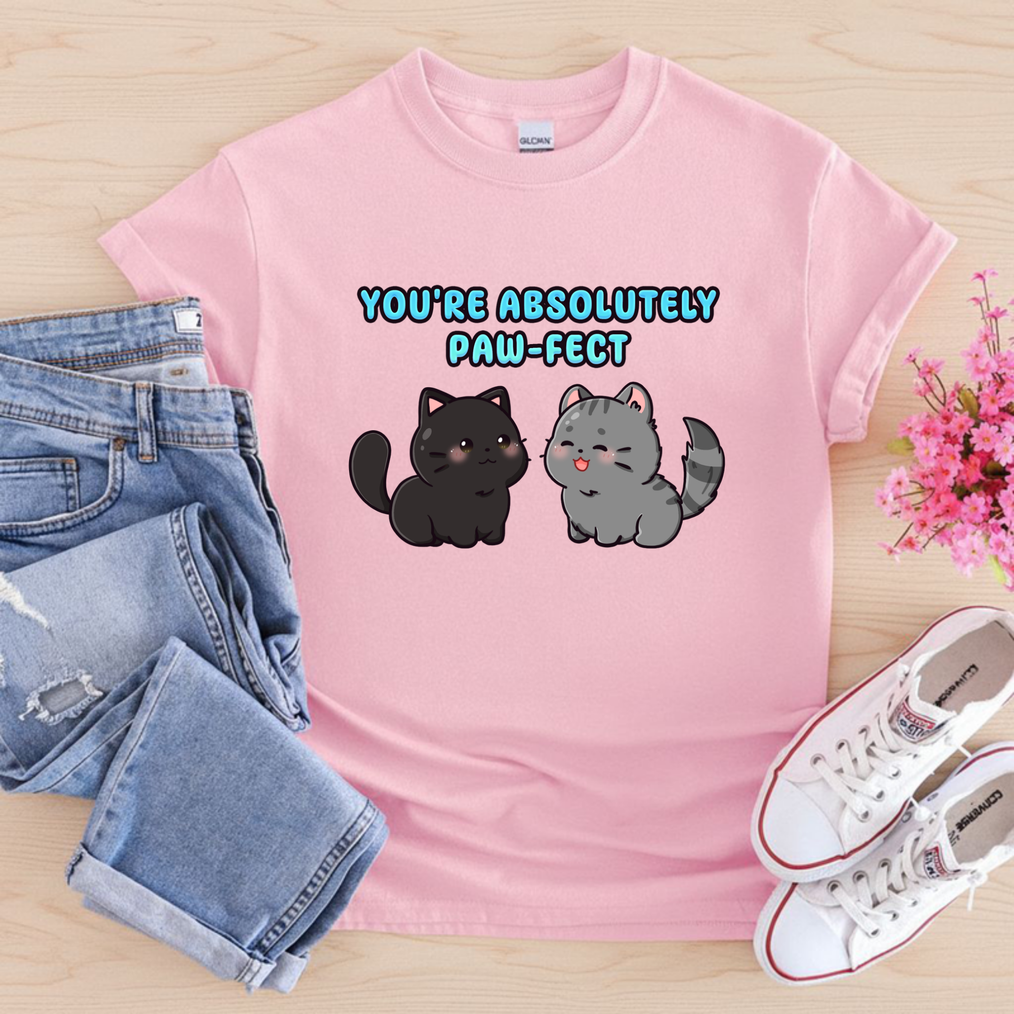 You're Absolutely Paw-Fect Cat Couple T-Shirt