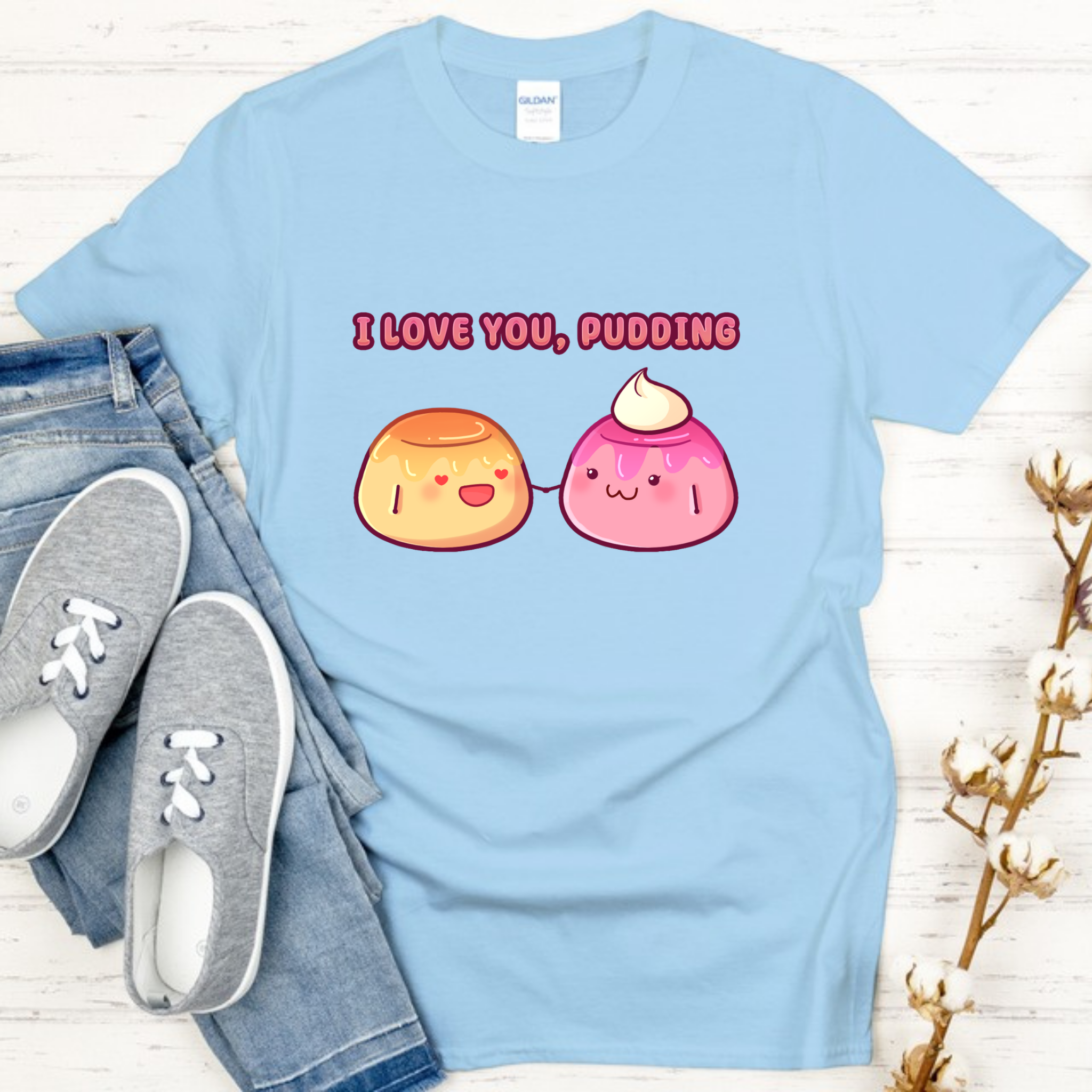 I Love You, Pudding Flan and Pudding Couple T-Shirt