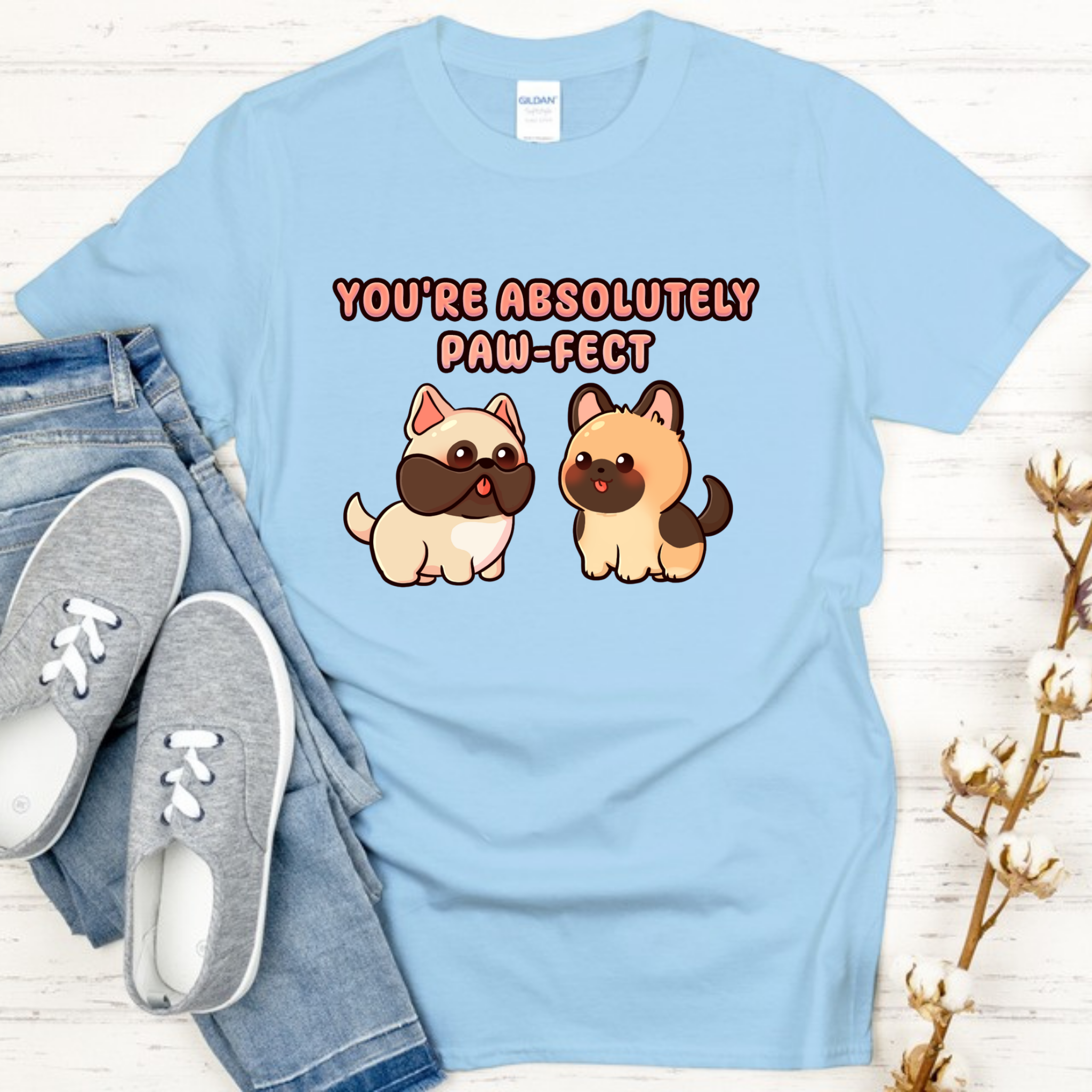 You're Absolutely Paw-fect Dog Couple - French Bulldog & German Shephard T-Shirt
