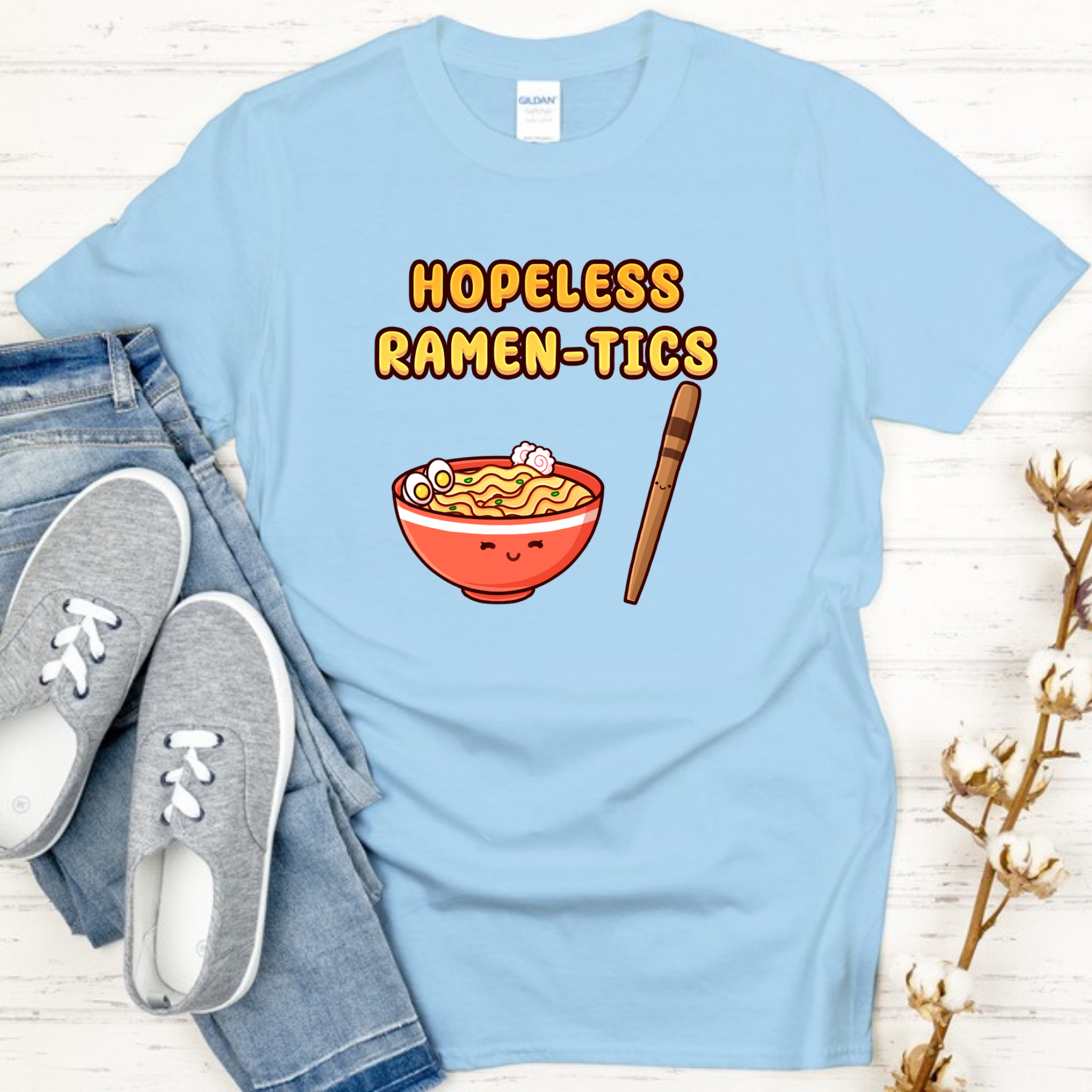 Hopeless Ramen-tics Ramen and Chopstick Couple T-Shirt