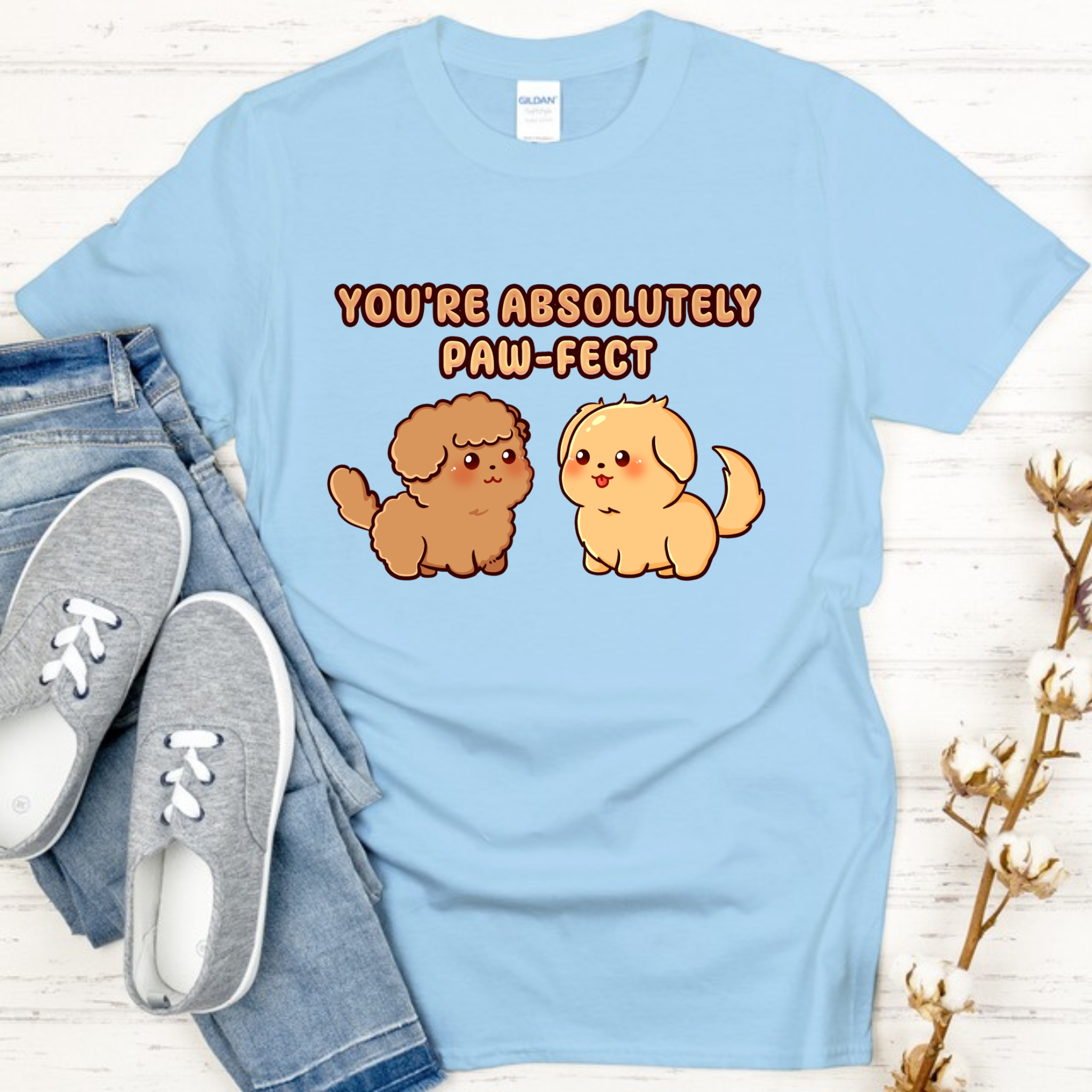 You're Absolutely Paw-Fect Dog Couple - Poodle & Golden Retriever T-Shirt
