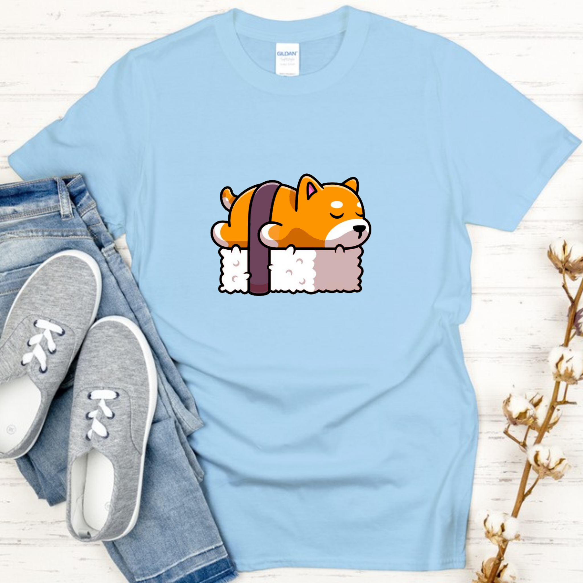 Dog Sleeping on Sushi T-Shirt