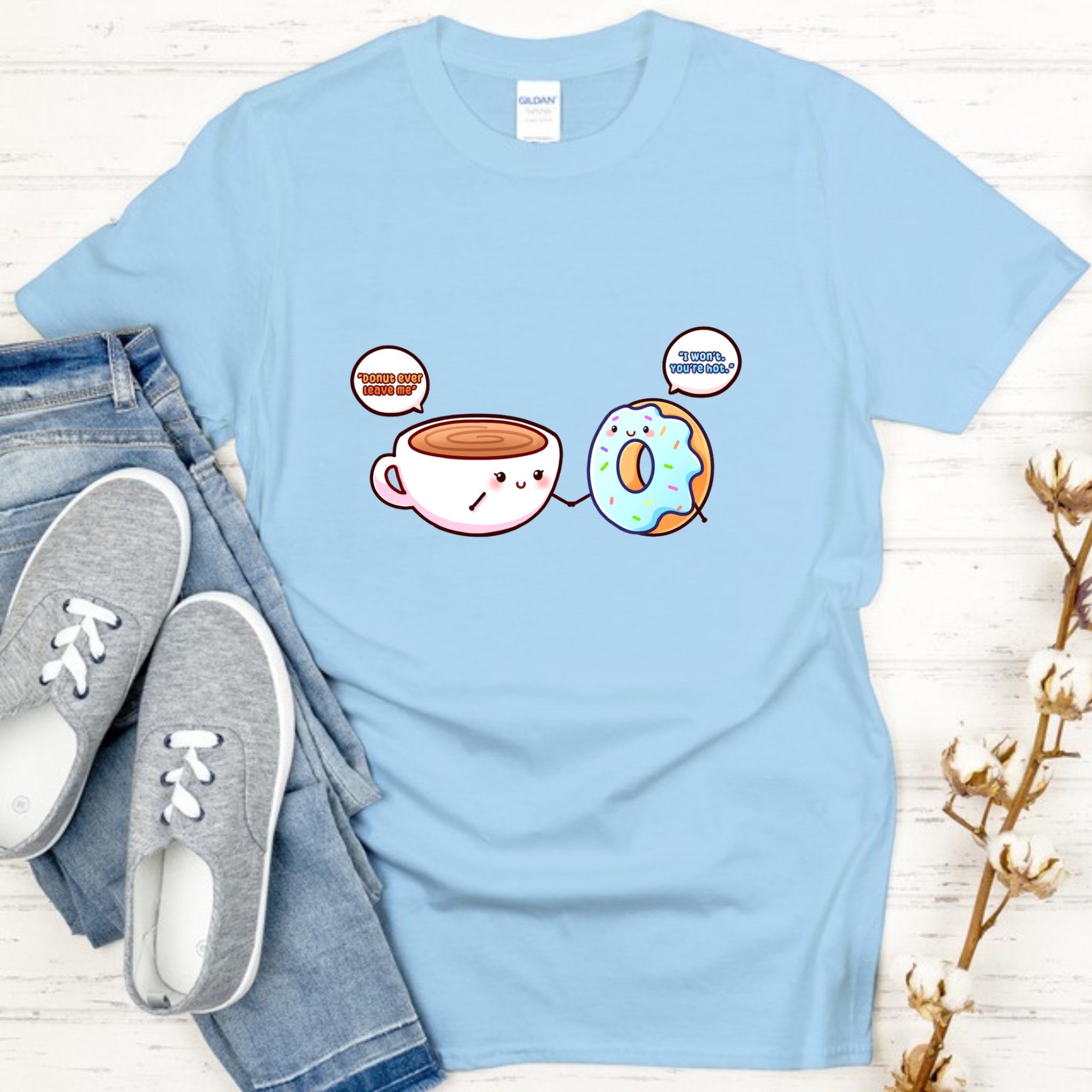 Donut Ever Leave Me Coffee and Donut Couple T-Shirt