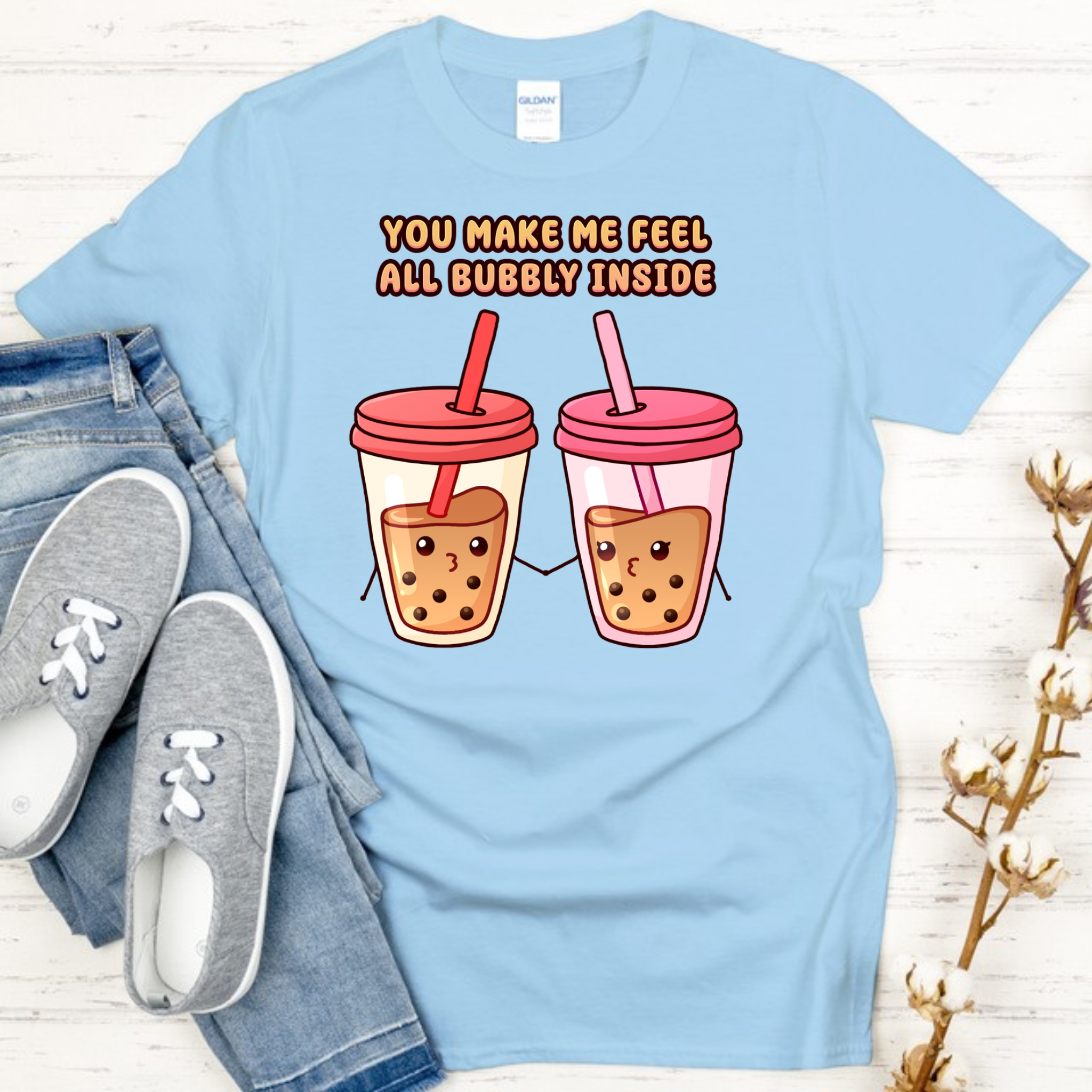 You Make Me Feel All Bubbly Inside Boba Tea Couple T-Shirt