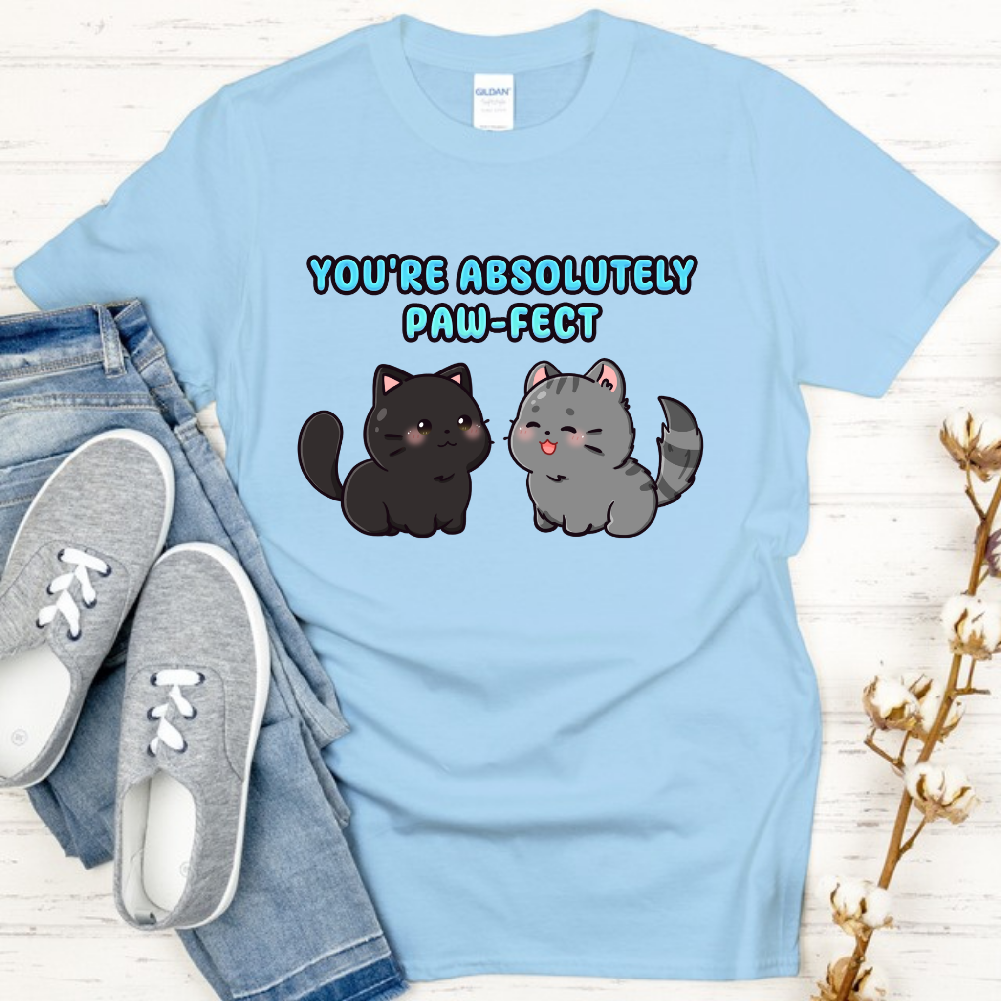 You're Absolutely Paw-Fect Cat Couple T-Shirt