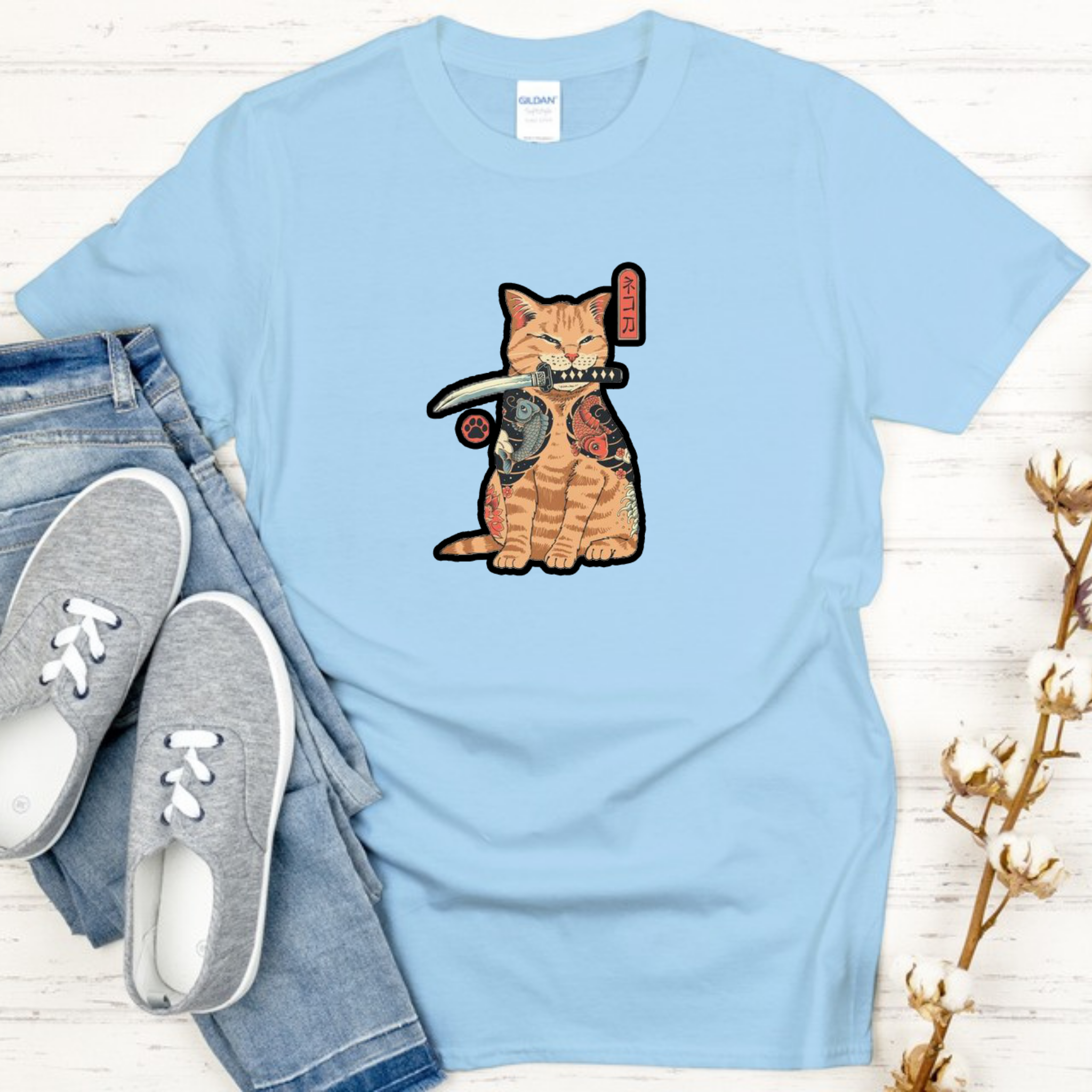 Japanese Samurai Cat T-Shirt