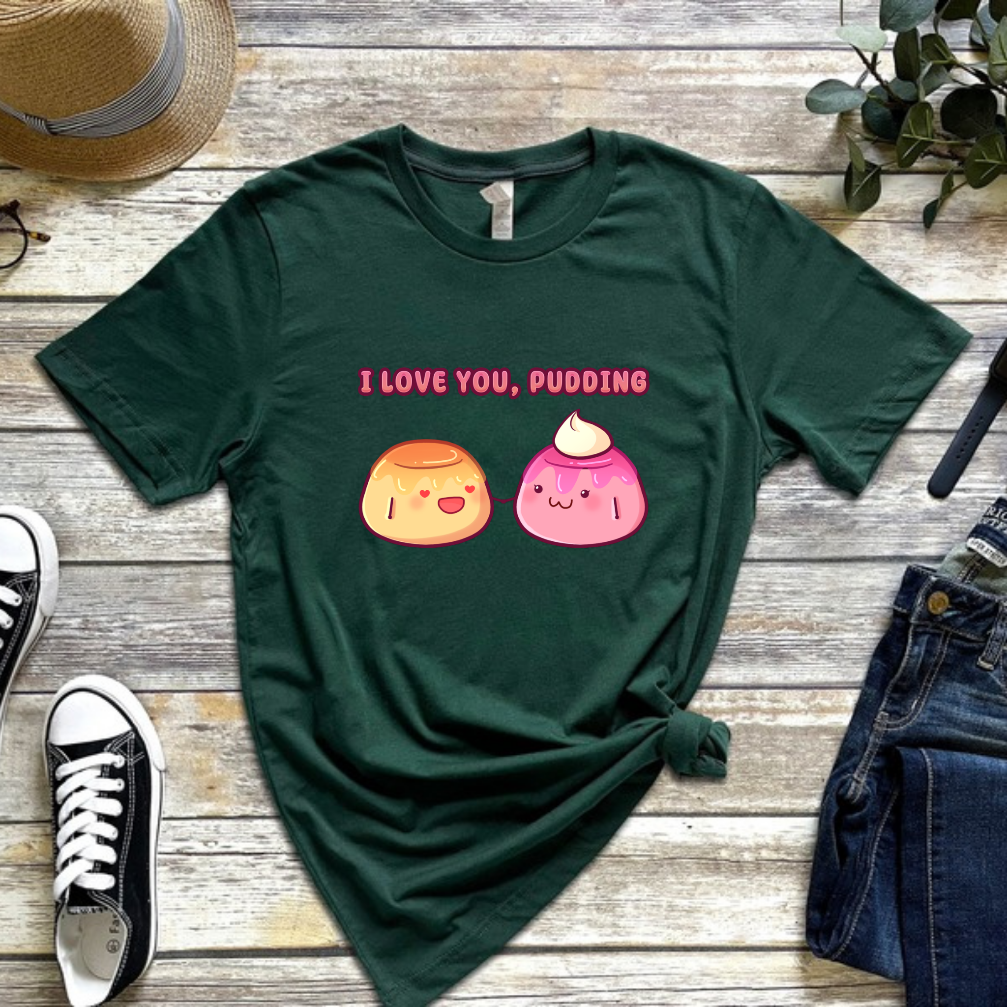 I Love You, Pudding Flan and Pudding Couple T-Shirt