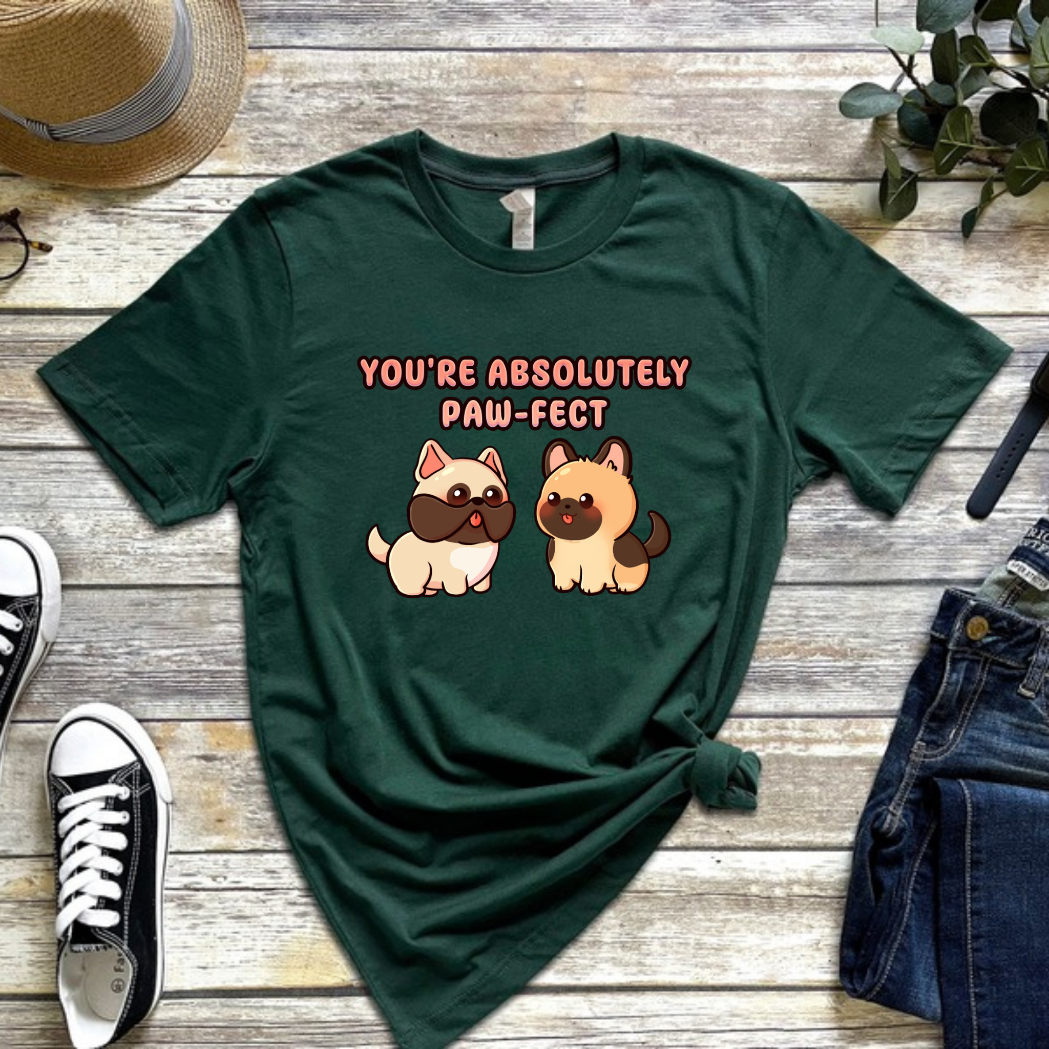 You're Absolutely Paw-fect Dog Couple - French Bulldog & German Shephard T-Shirt