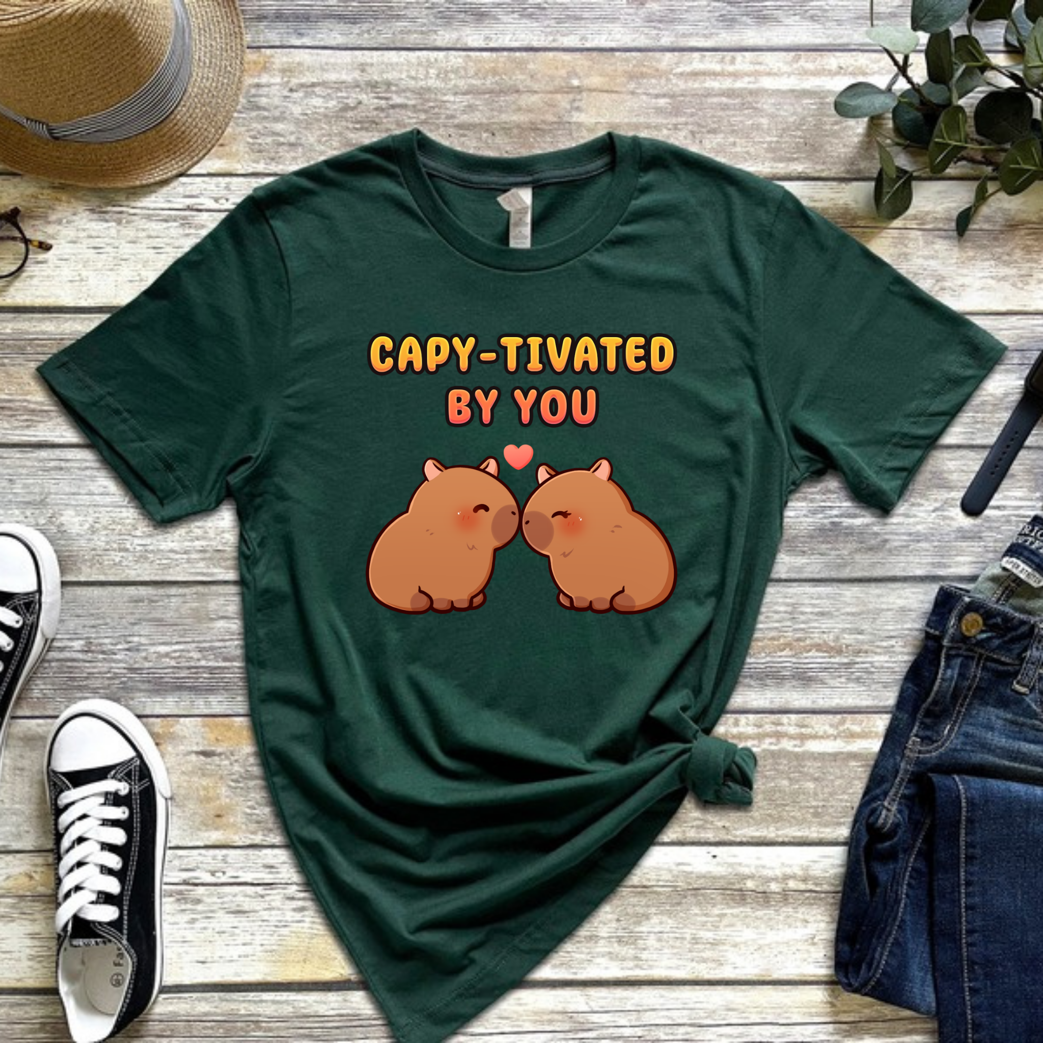 Capy-tivated by You Capybara Couple T-Shirt