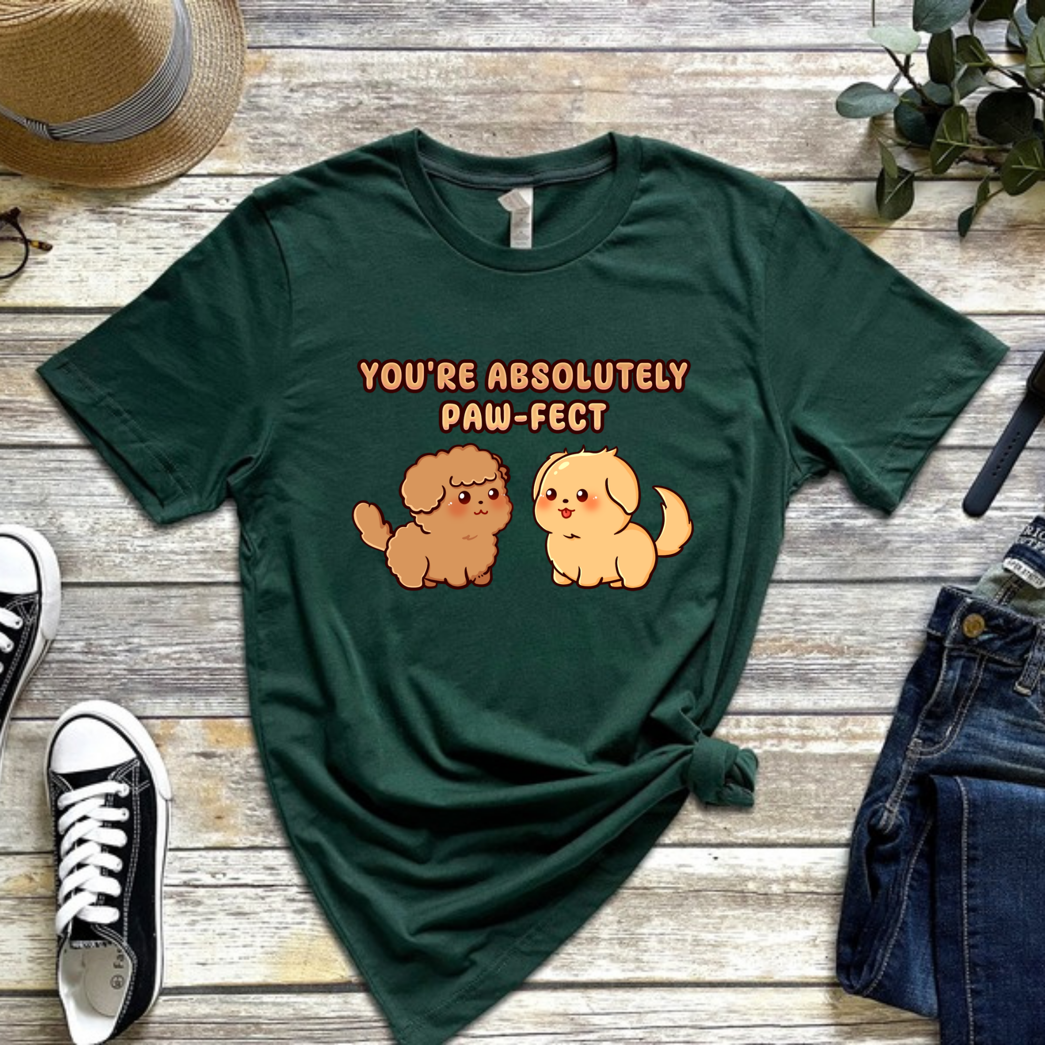 You're Absolutely Paw-Fect Dog Couple - Poodle & Golden Retriever T-Shirt