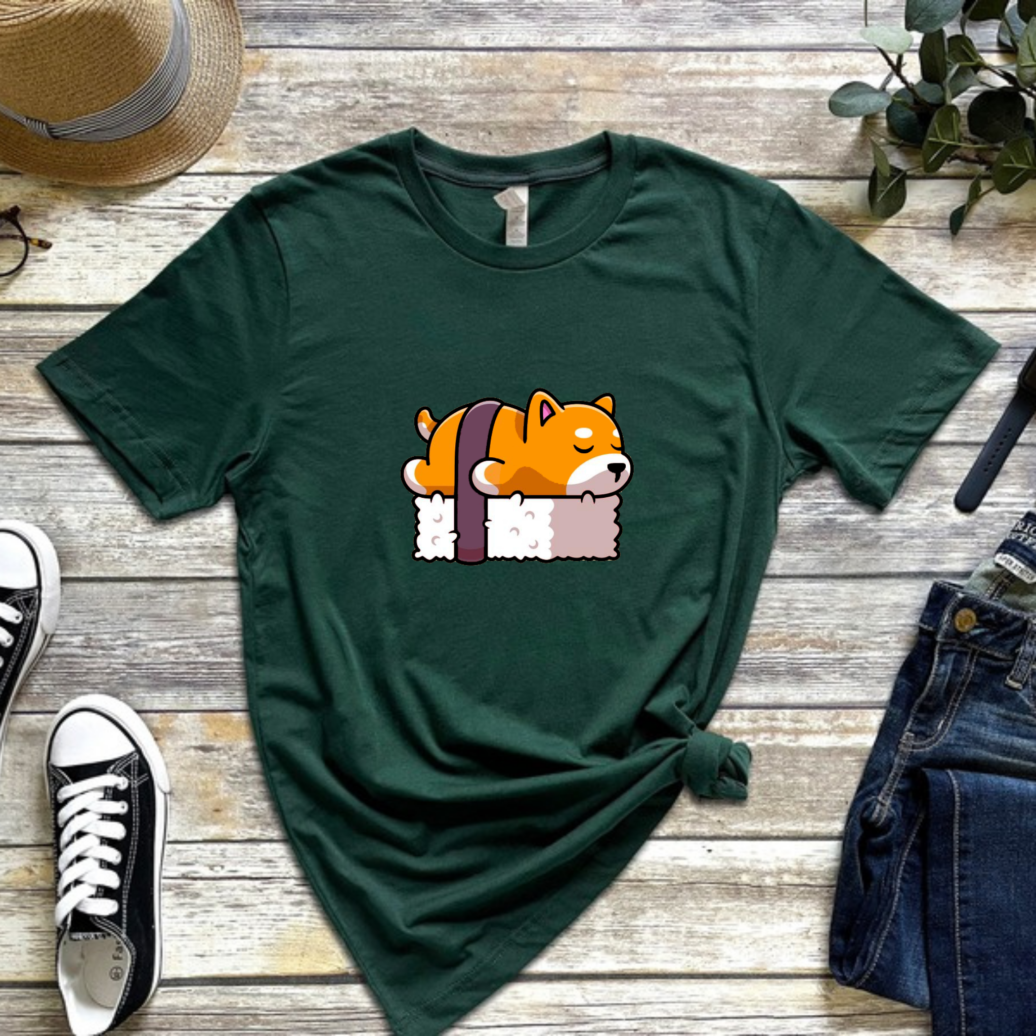 Dog Sleeping on Sushi T-Shirt