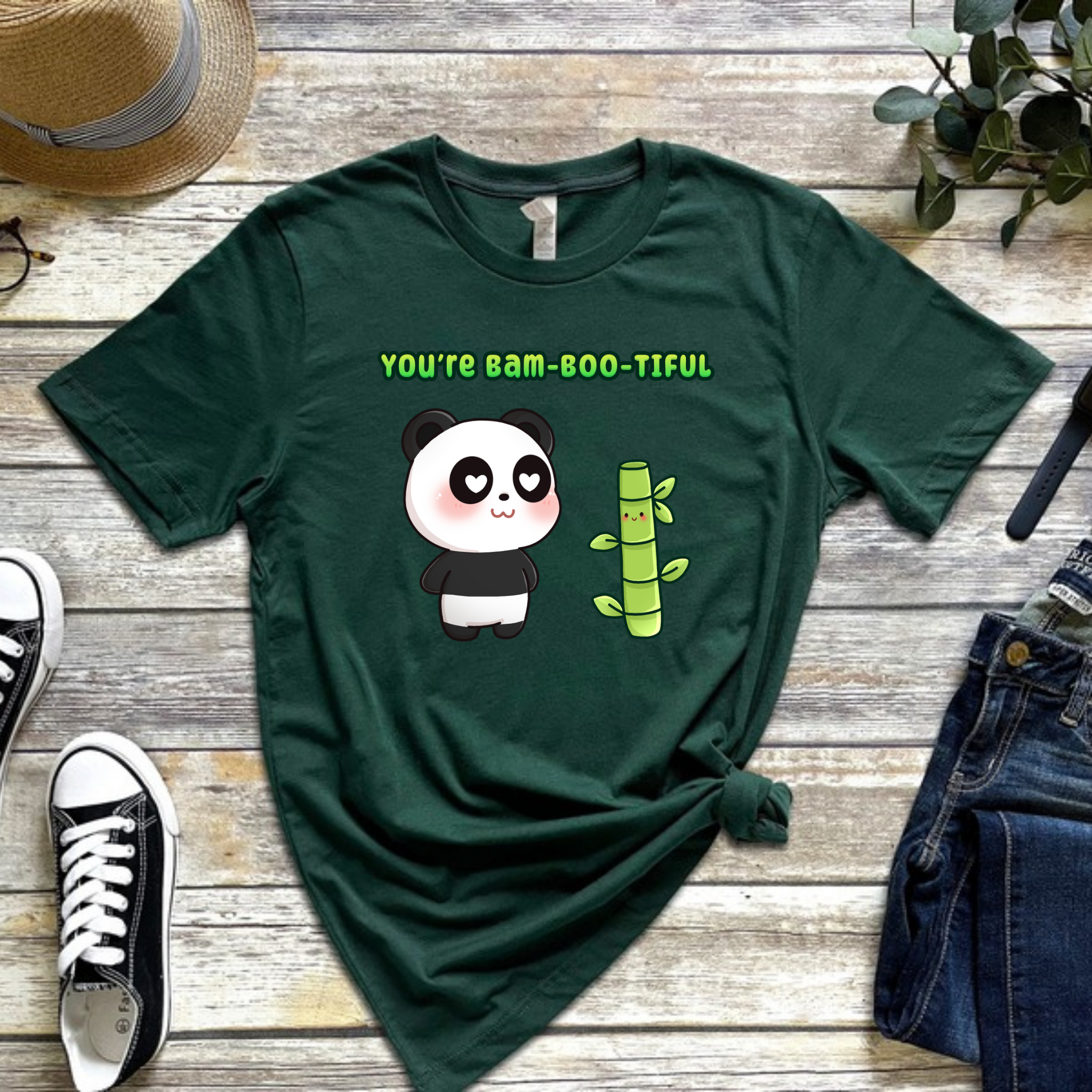 You're Bam-Boo-Tiful Panda and Bamboo Couple T-Shirt