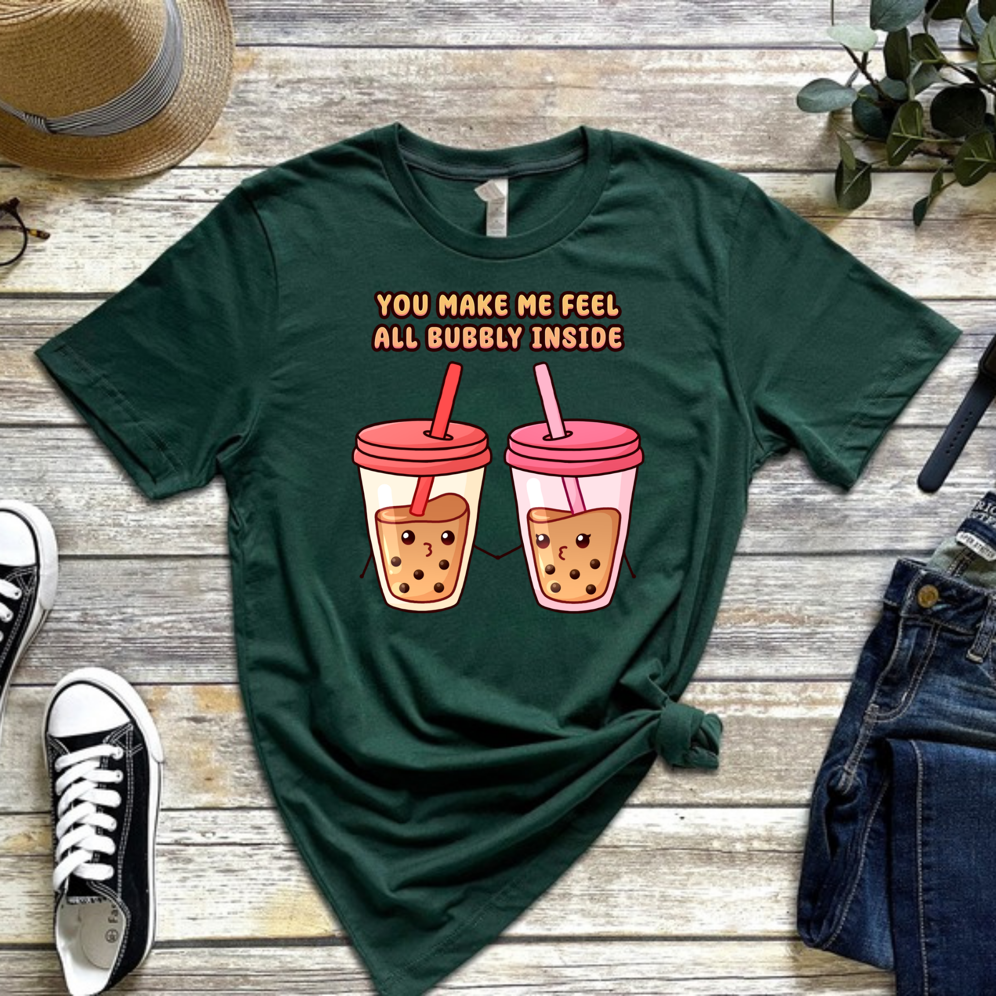 You Make Me Feel All Bubbly Inside Boba Tea Couple T-Shirt
