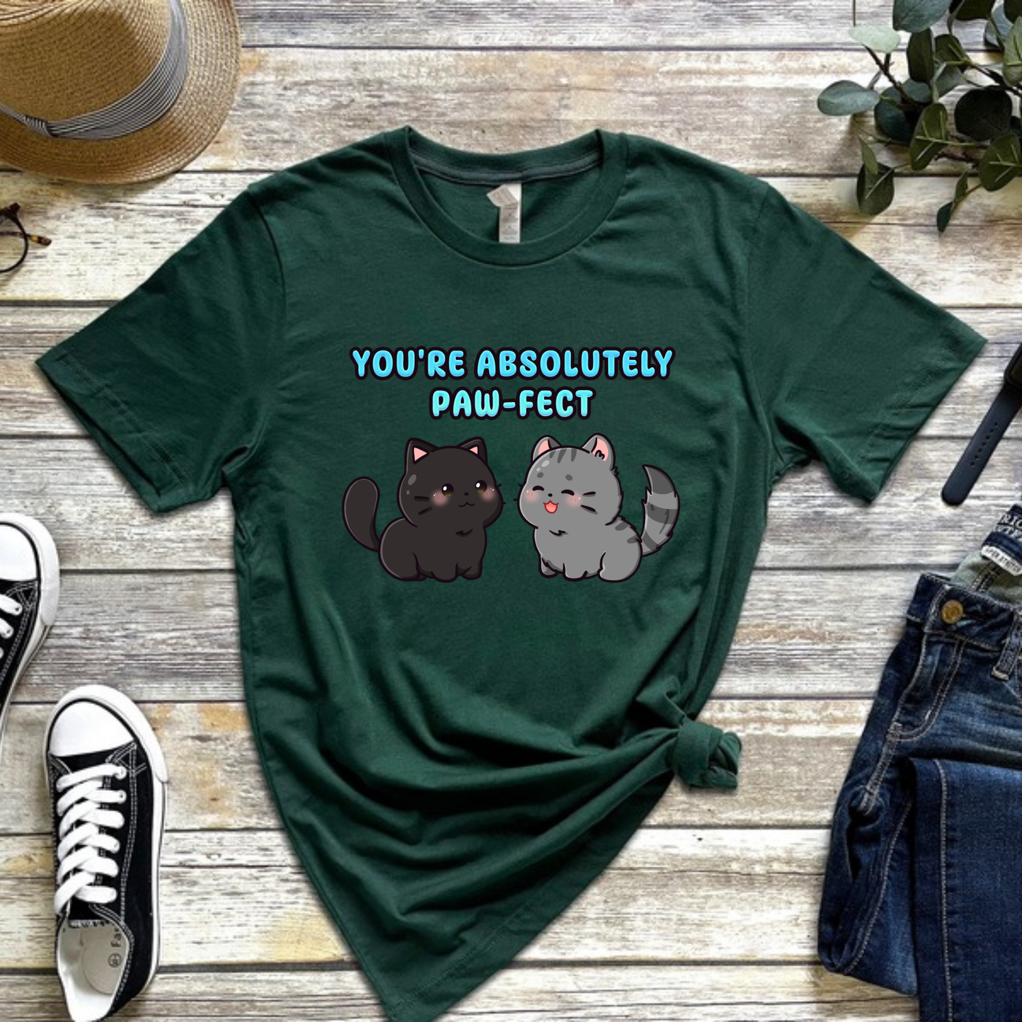 You're Absolutely Paw-Fect Cat Couple T-Shirt