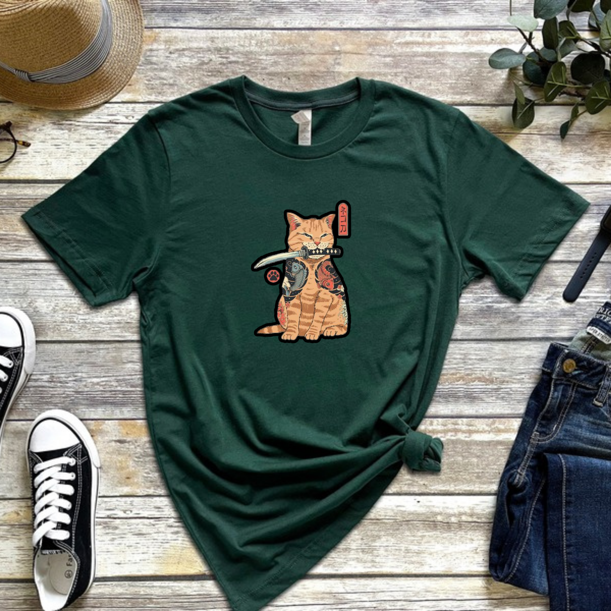 Japanese Samurai Cat T-Shirt
