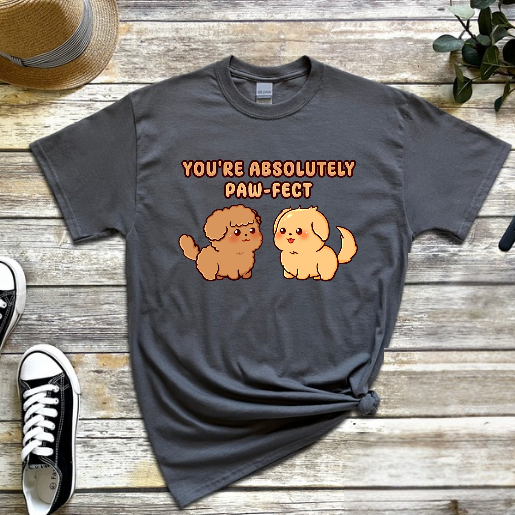 You're Absolutely Paw-Fect Dog Couple - Poodle & Golden Retriever T-Shirt