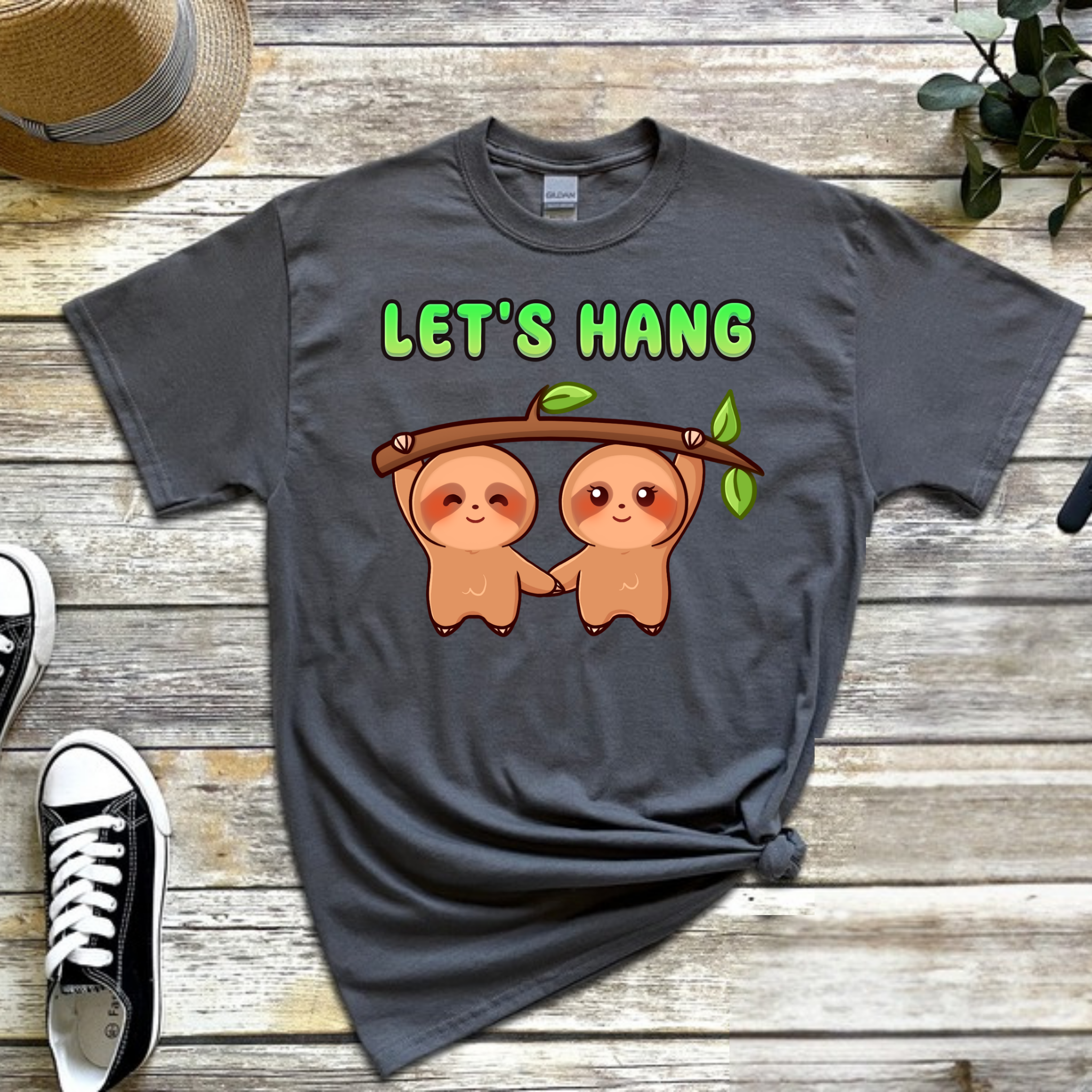 Let's Hang Sloth Couple T-Shirt