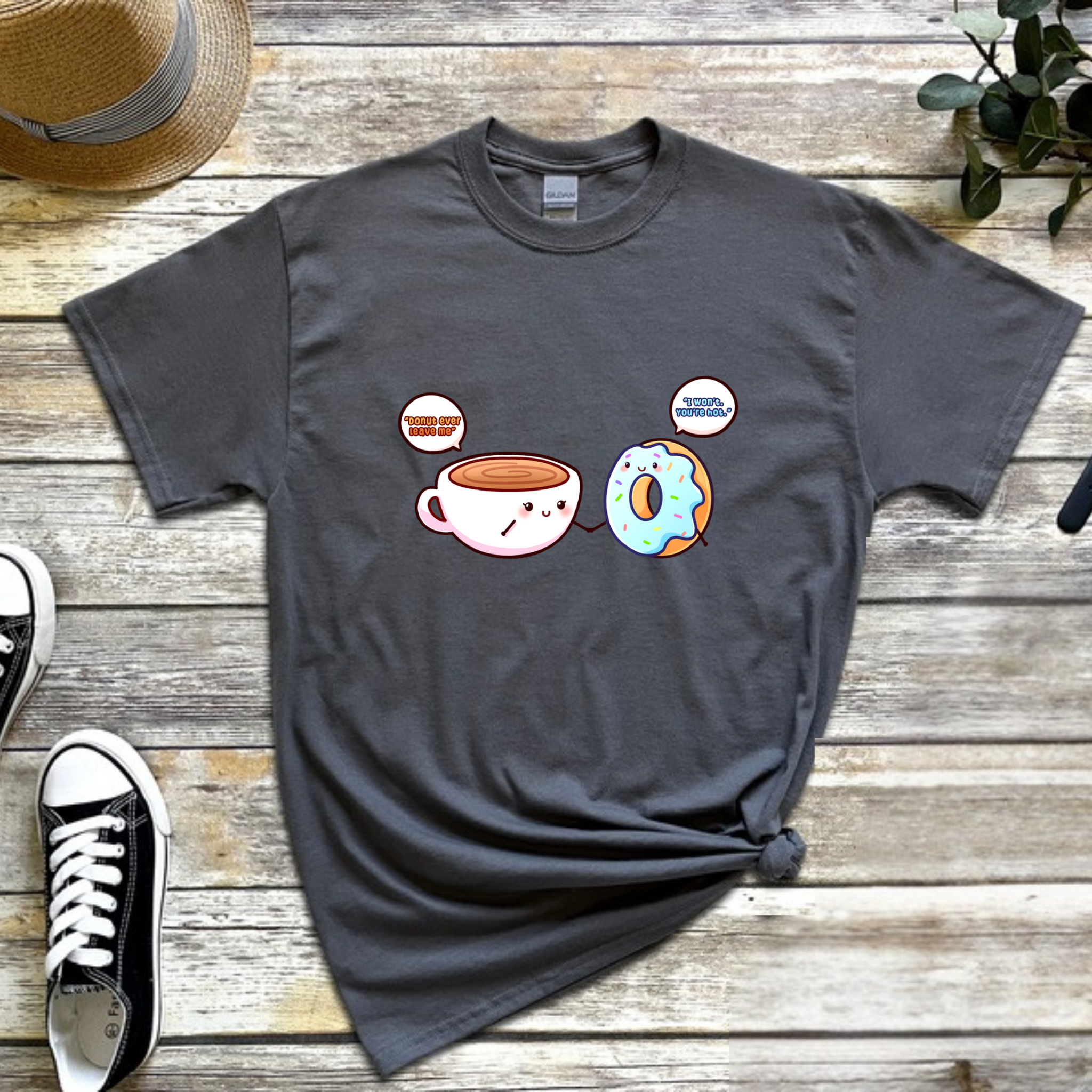 Donut Ever Leave Me Coffee and Donut Couple T-Shirt