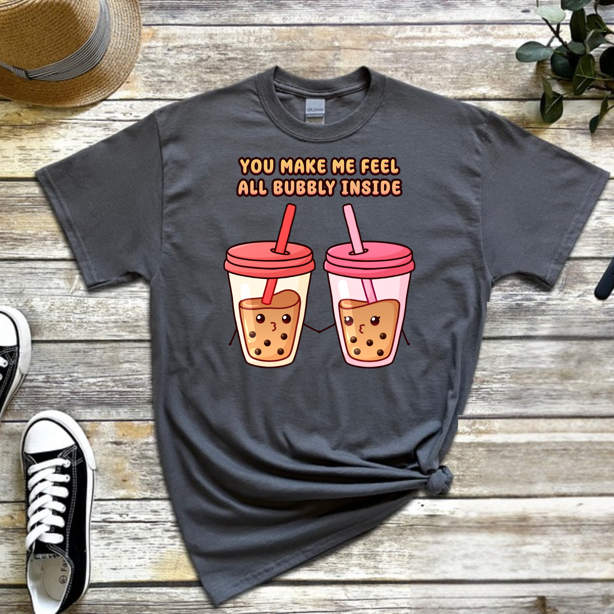 You Make Me Feel All Bubbly Inside Boba Tea Couple T-Shirt
